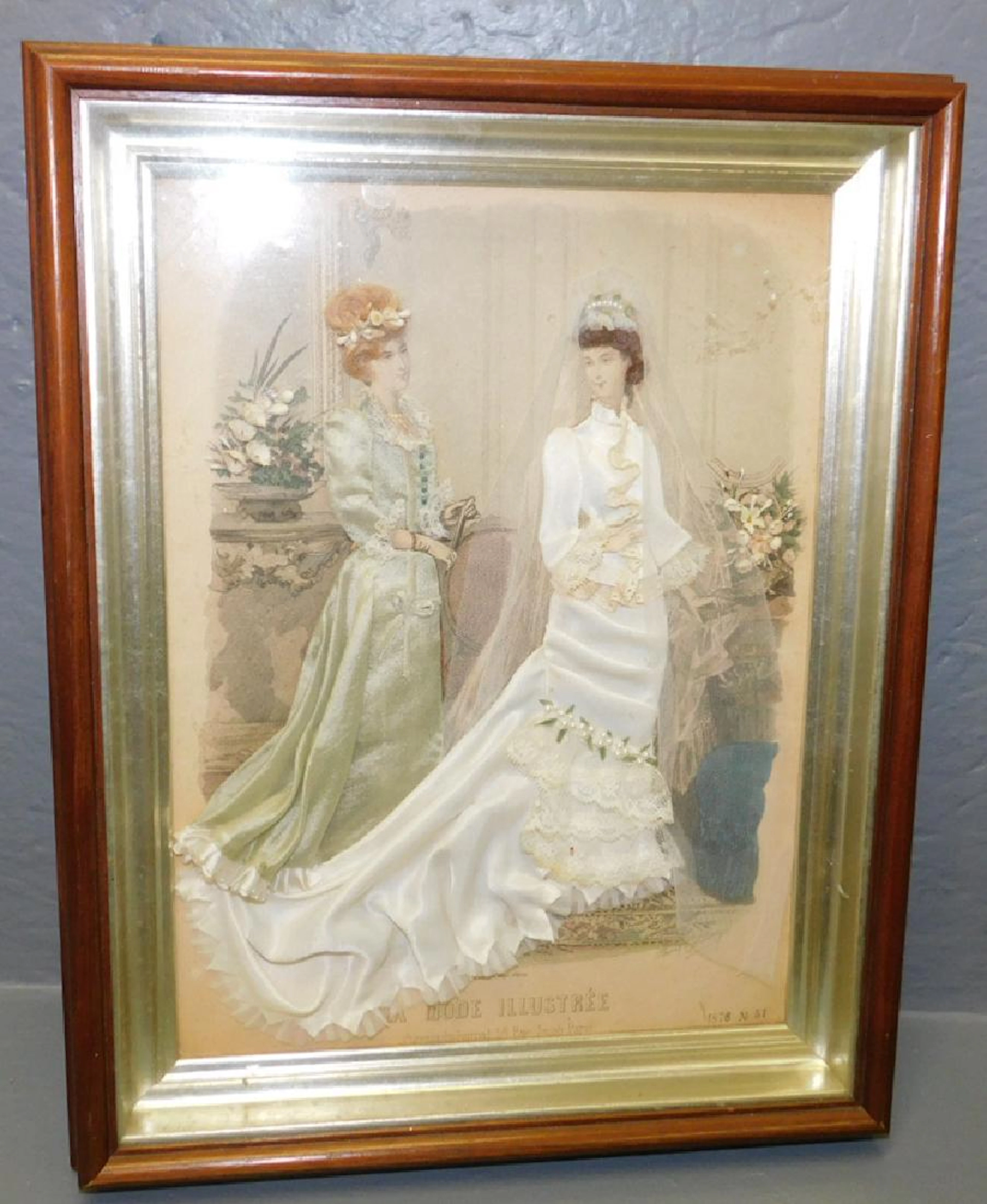 Wedding dress fashion plate with swatches
