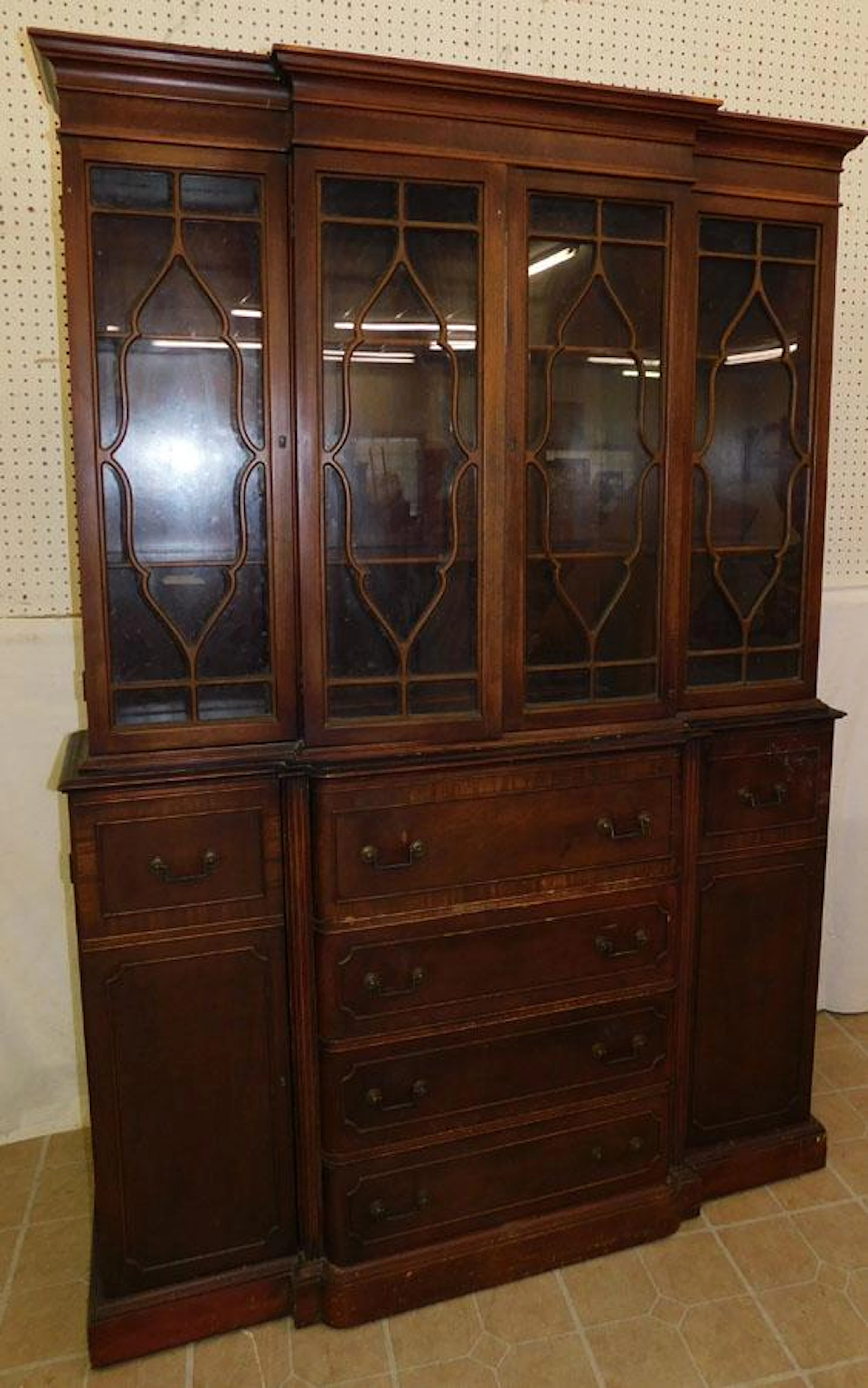 Mahog China Cabinet W/ Butlers Drawer By Maddox