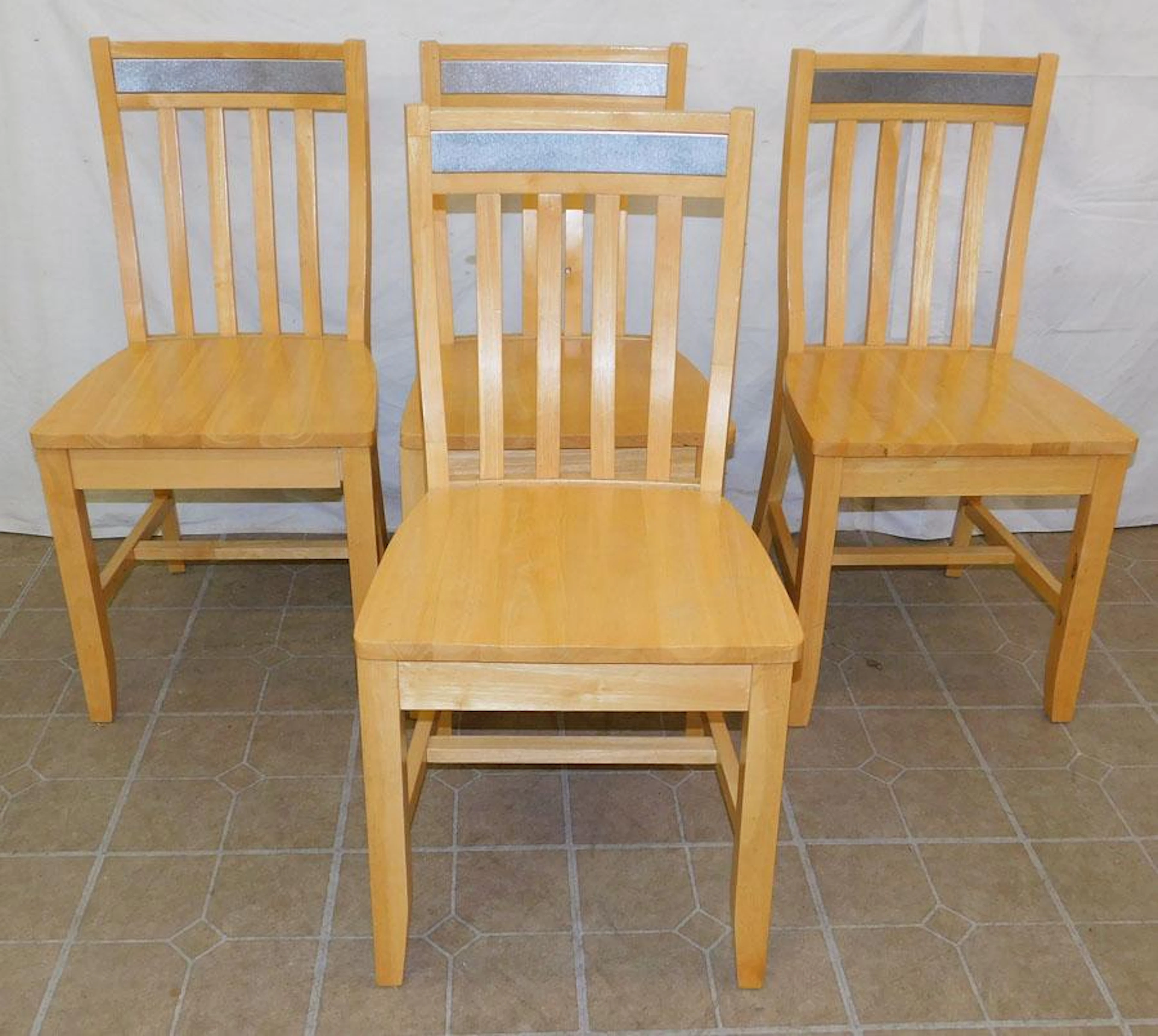 Set 4 Maple Spindle Back Dining Chairs