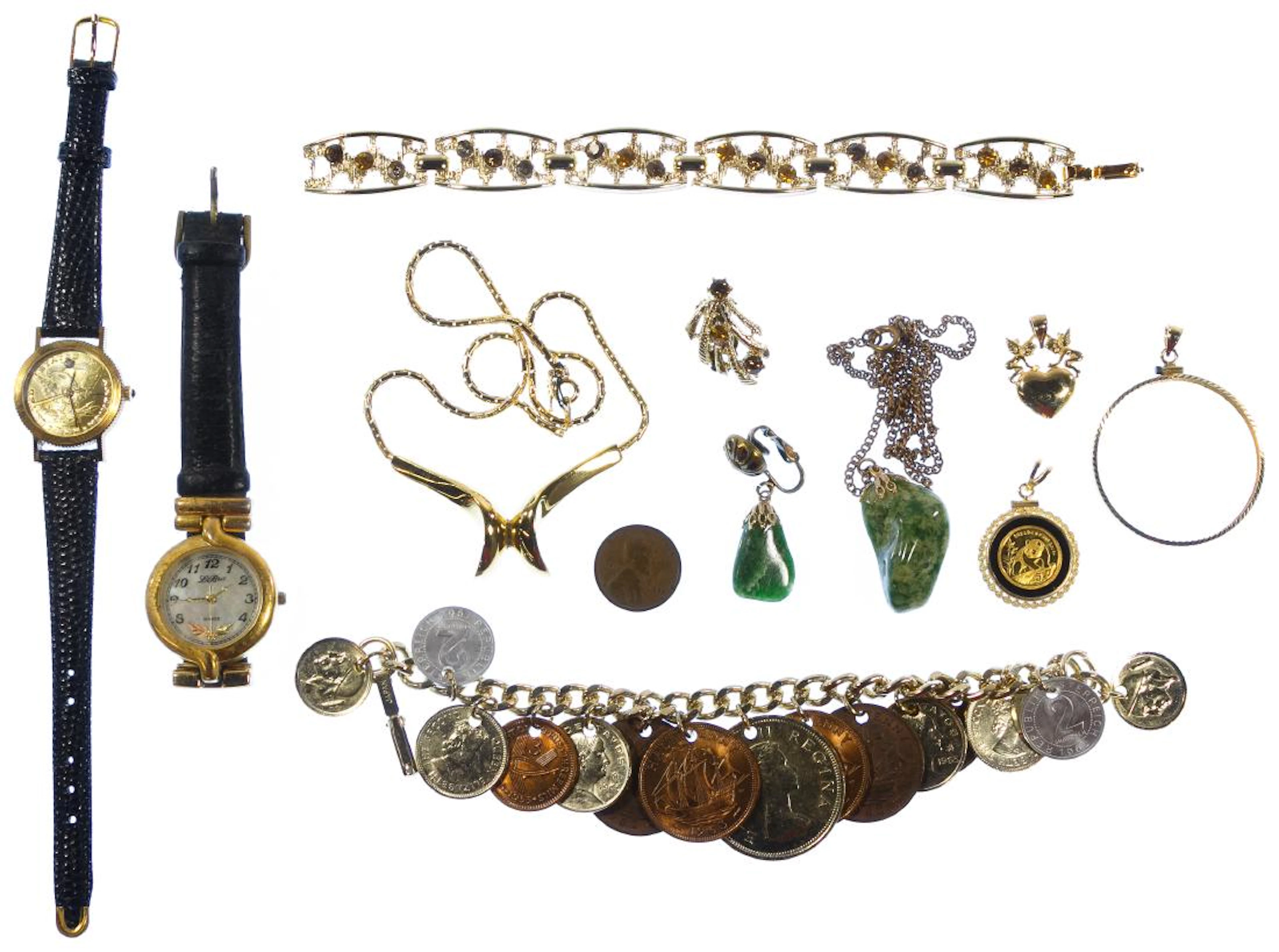 14k Gold, Costume Jewelry and Wrist Watch Assortment