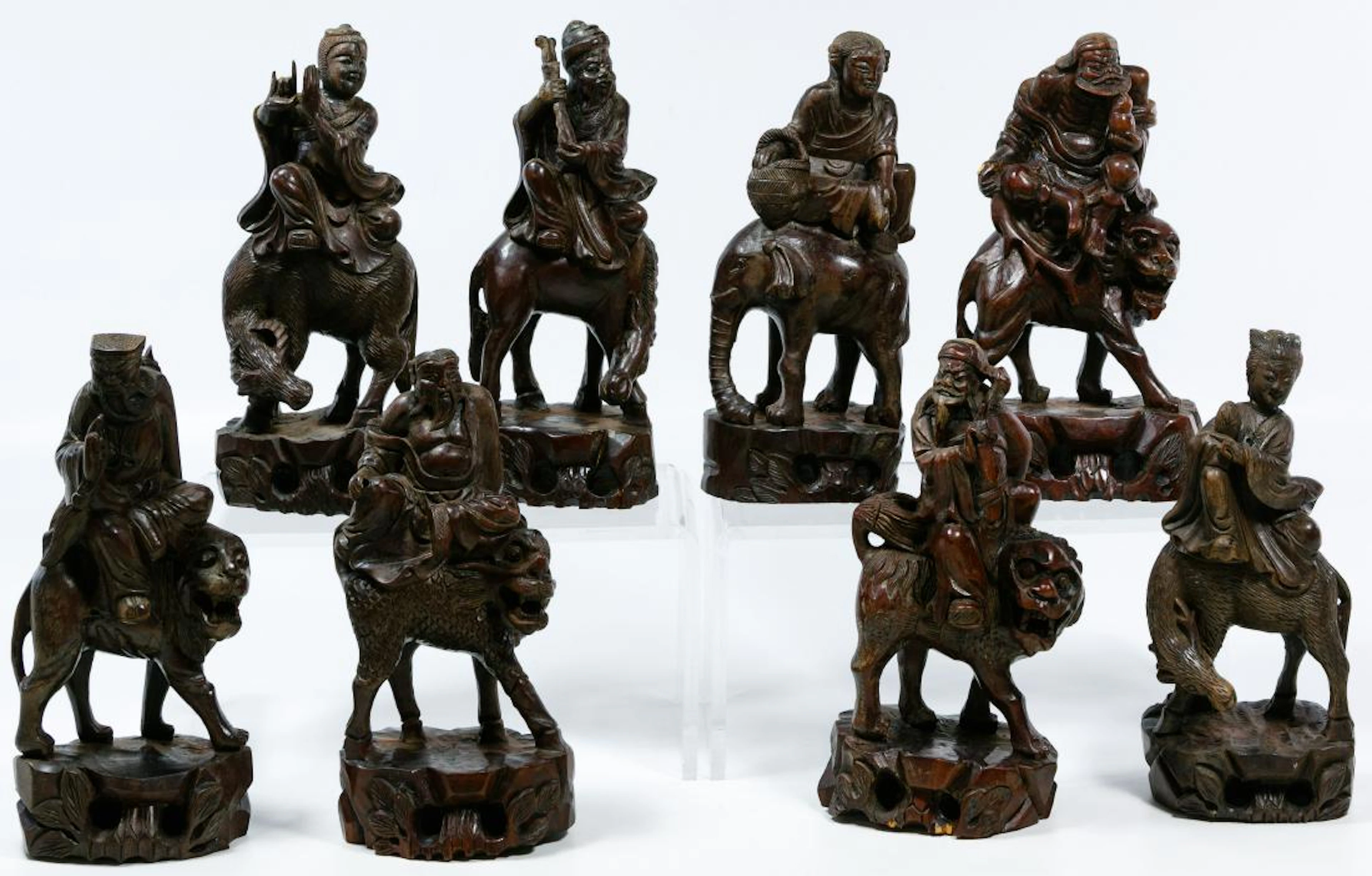 Asian Carved Wood Deity Statue Assortment