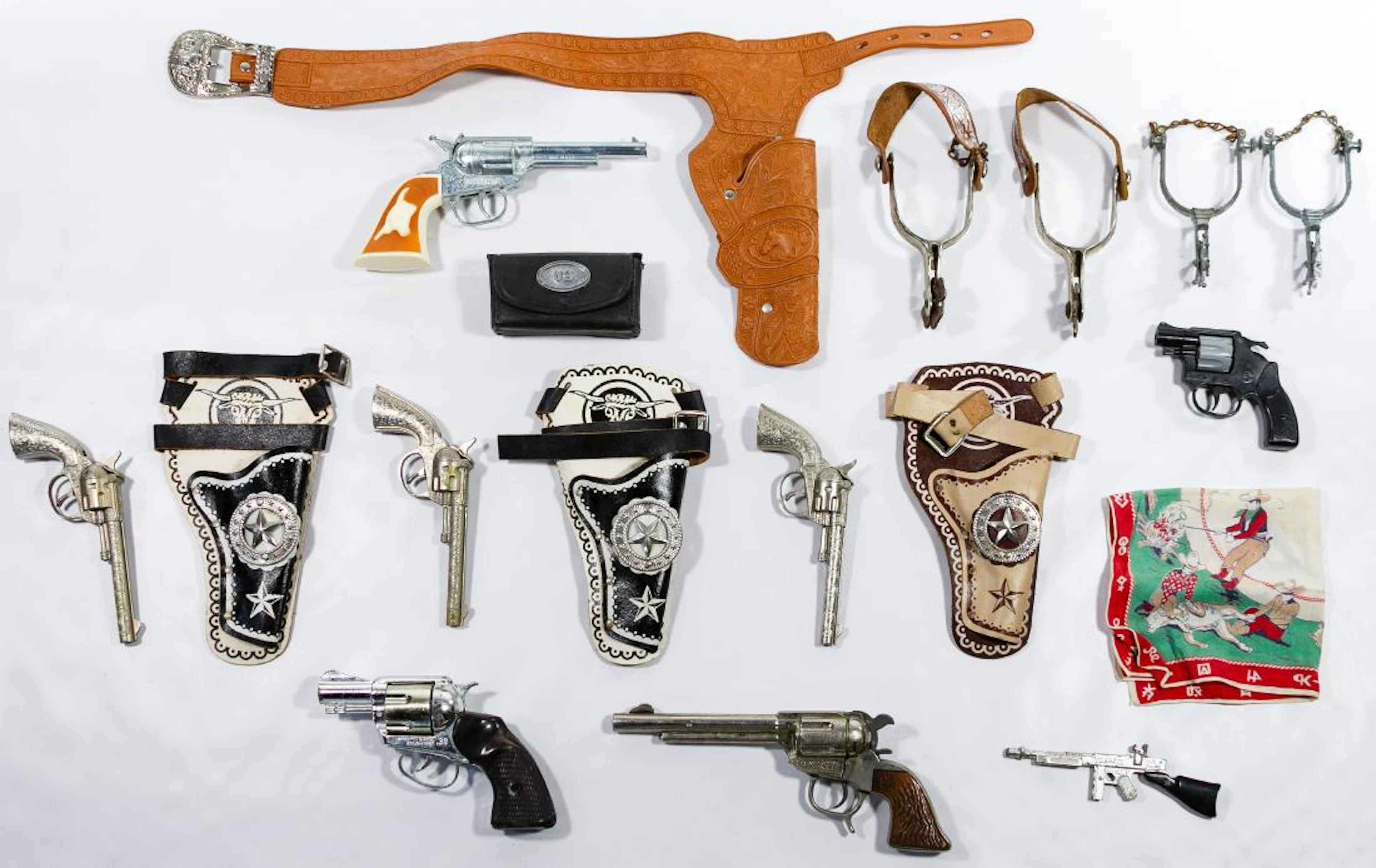 Toy Cap Gun, Holster and Spur Assortment