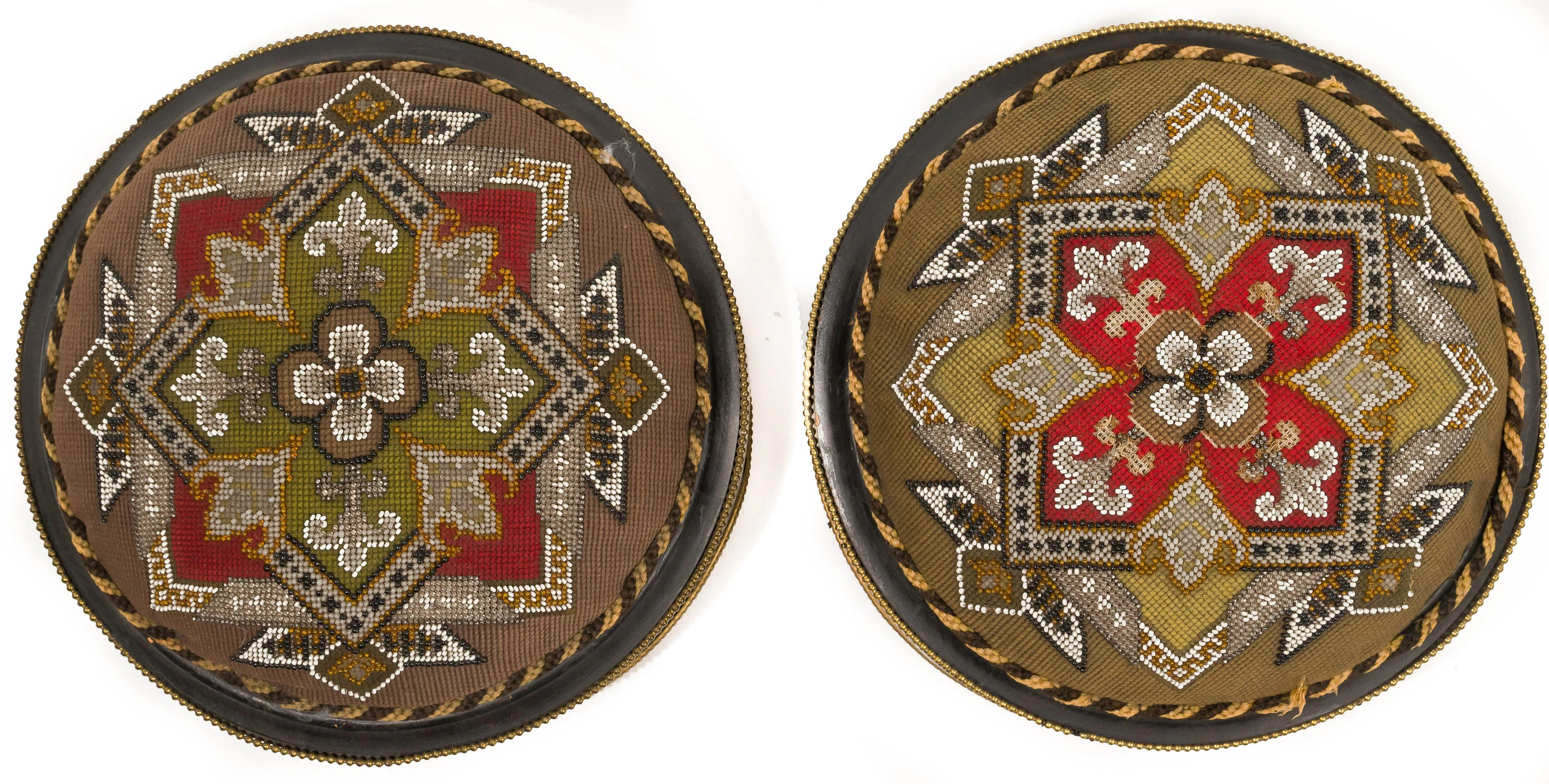 Victorian Beaded Footstool Tops