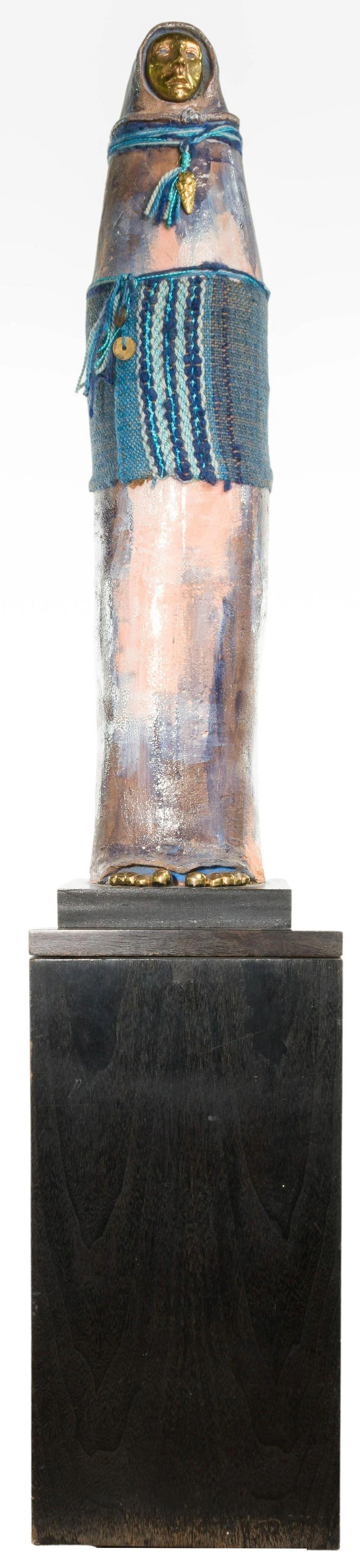 ative American Indian Ceramic Sculpture on Stand