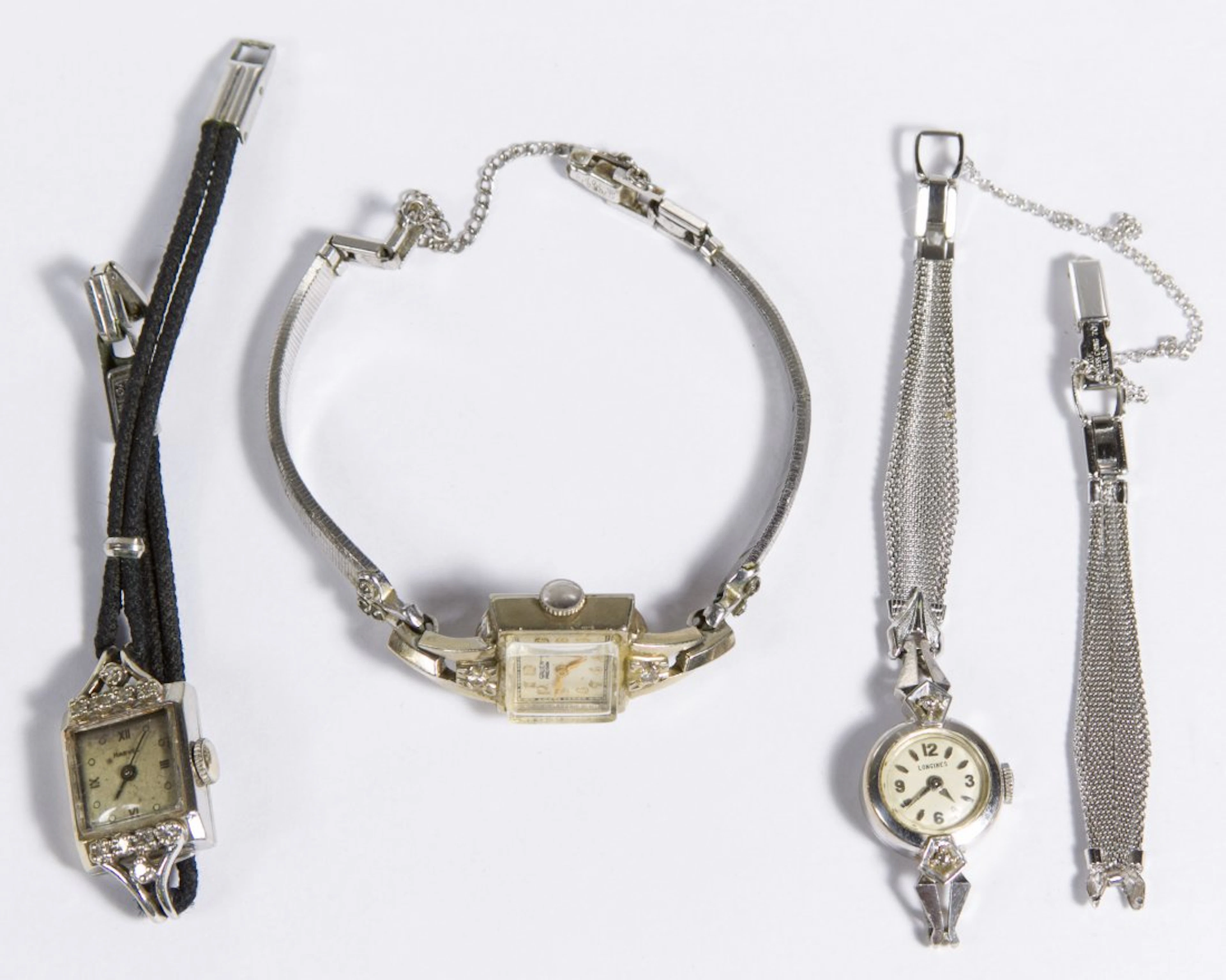 14k White Gold Case Wrist Watches