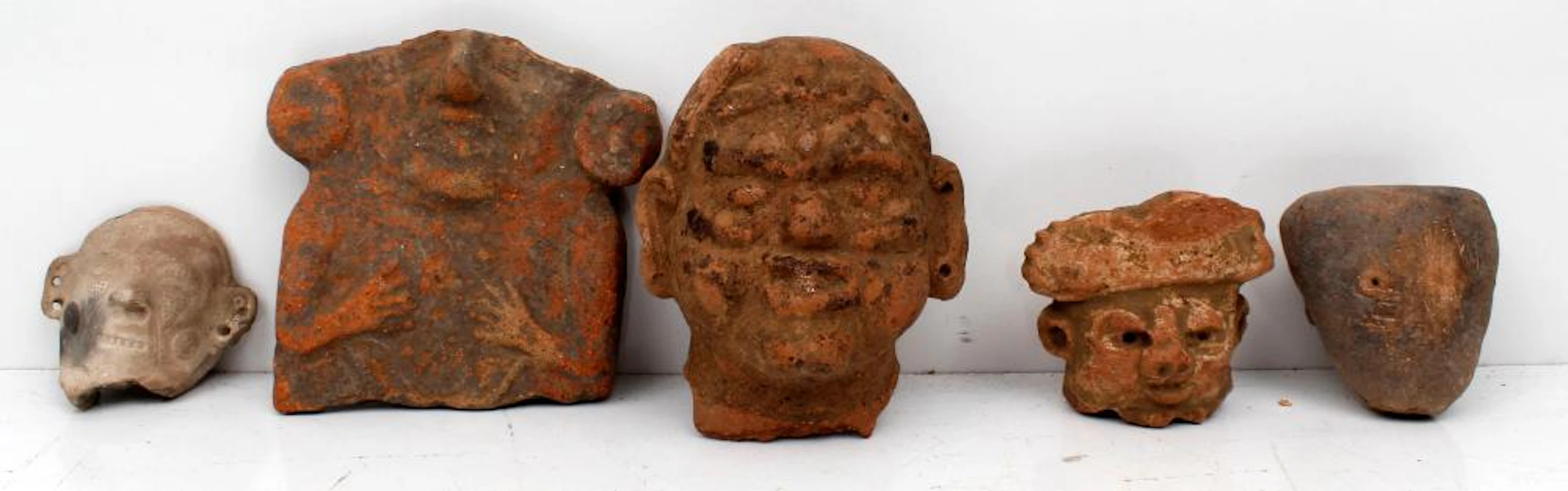 PRECOLUMBIAN TERRACOTTA HEAD FRAGMENTS