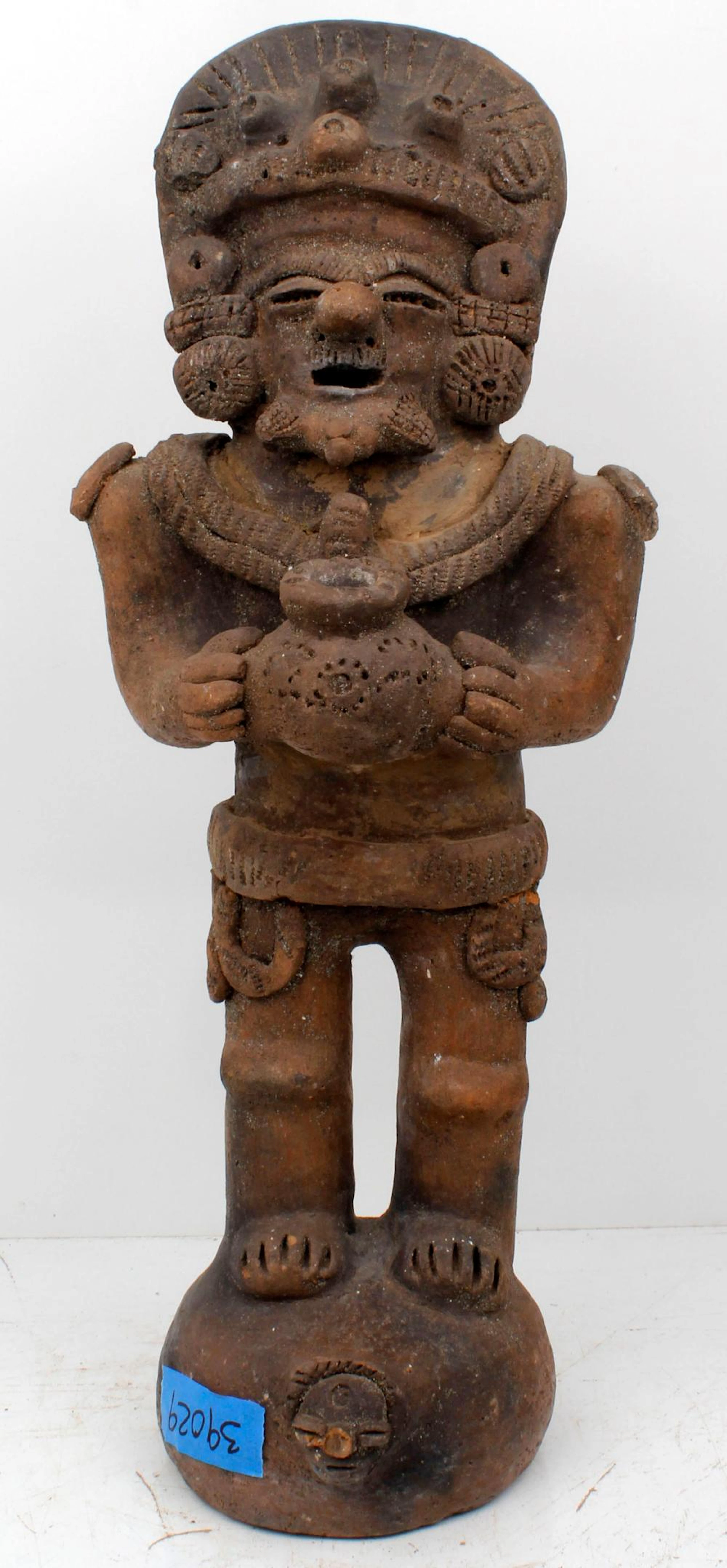 PRECOLUMBIAN STANDING TERRACOTTA SHAMAN FIGURE