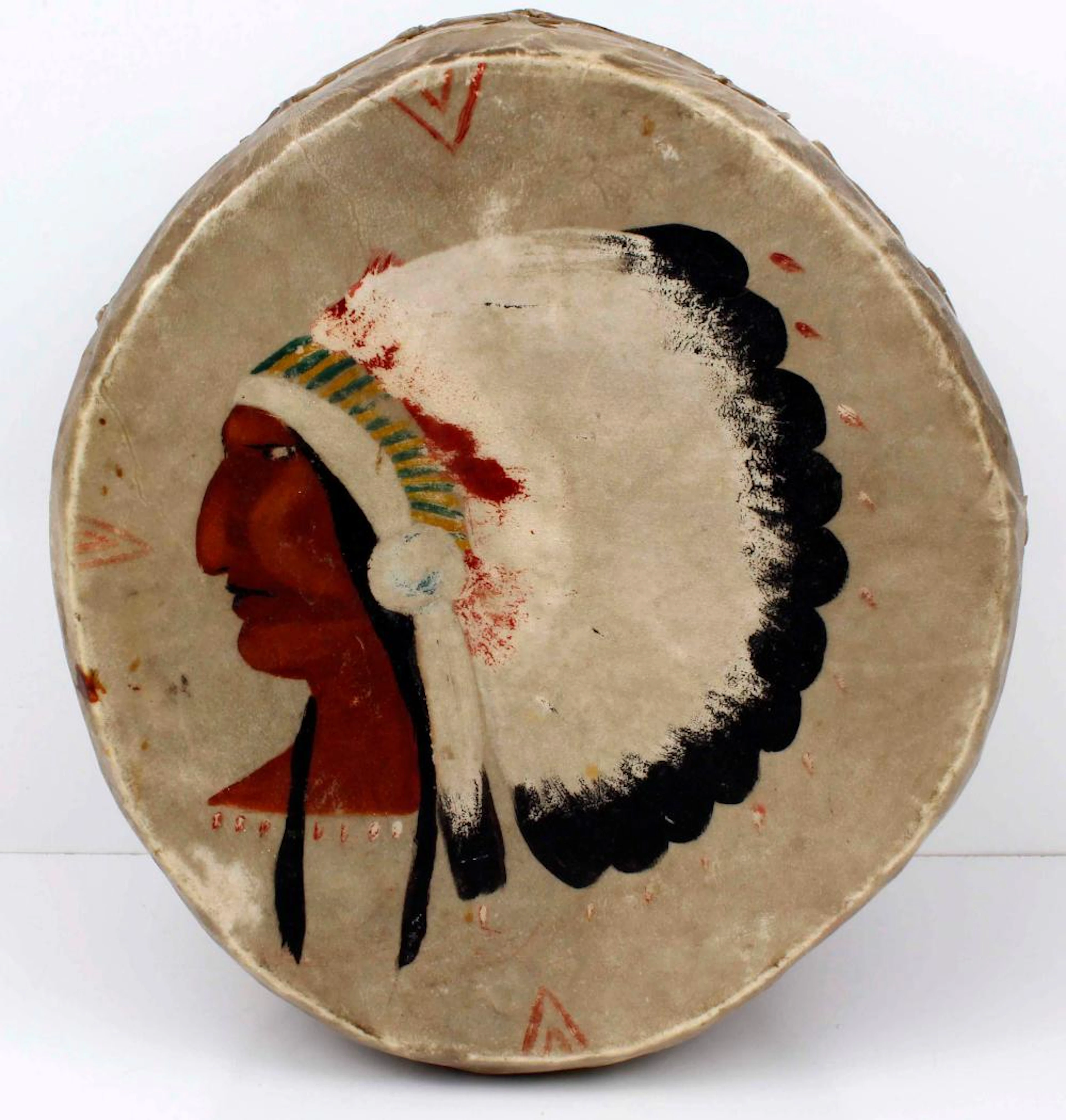 ATIVE AMERICAN TRIBAL DRUM HAND PAINTED