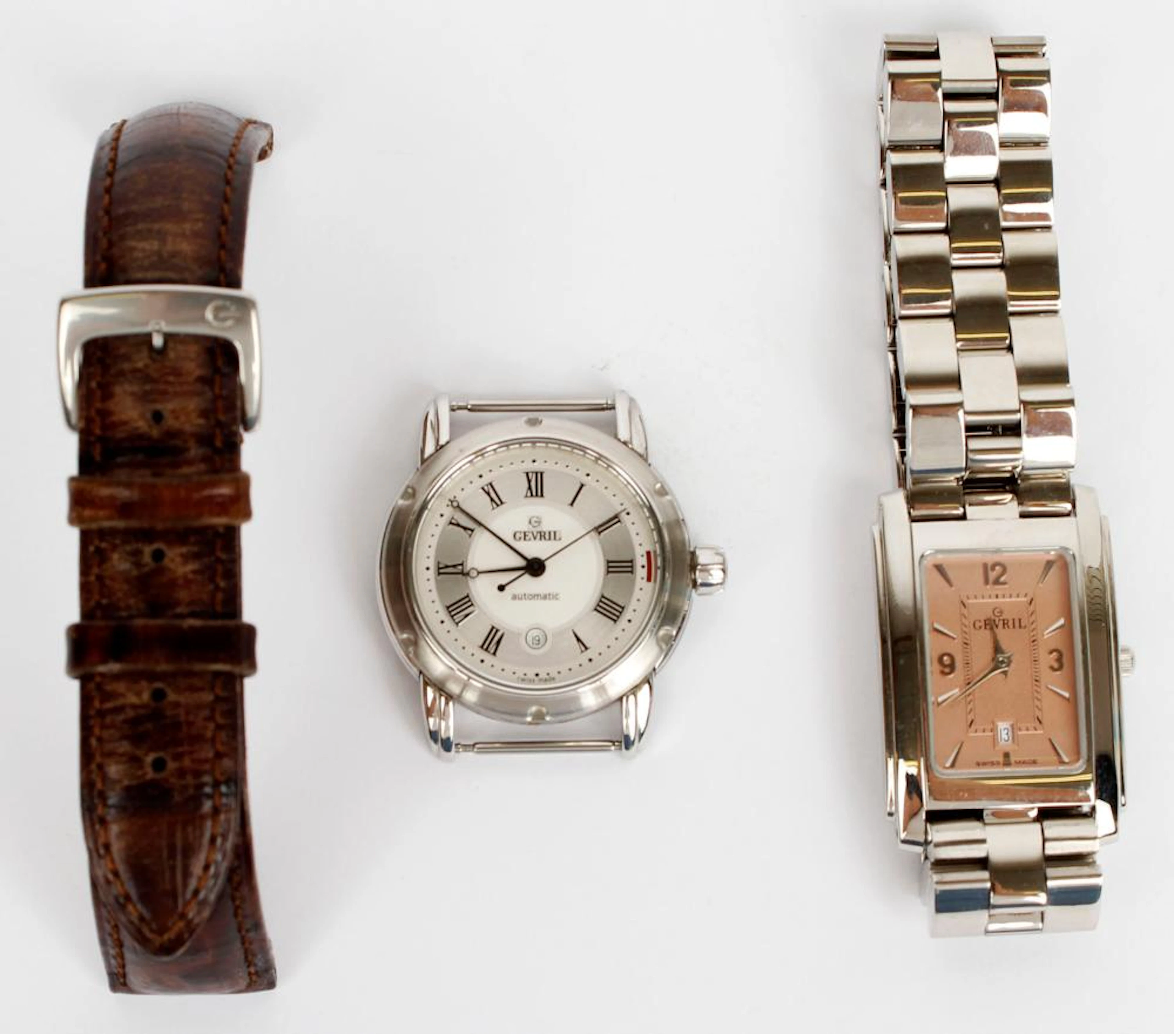GEVRIL STAINLESS WRISTWATCHES - LOT OF 2