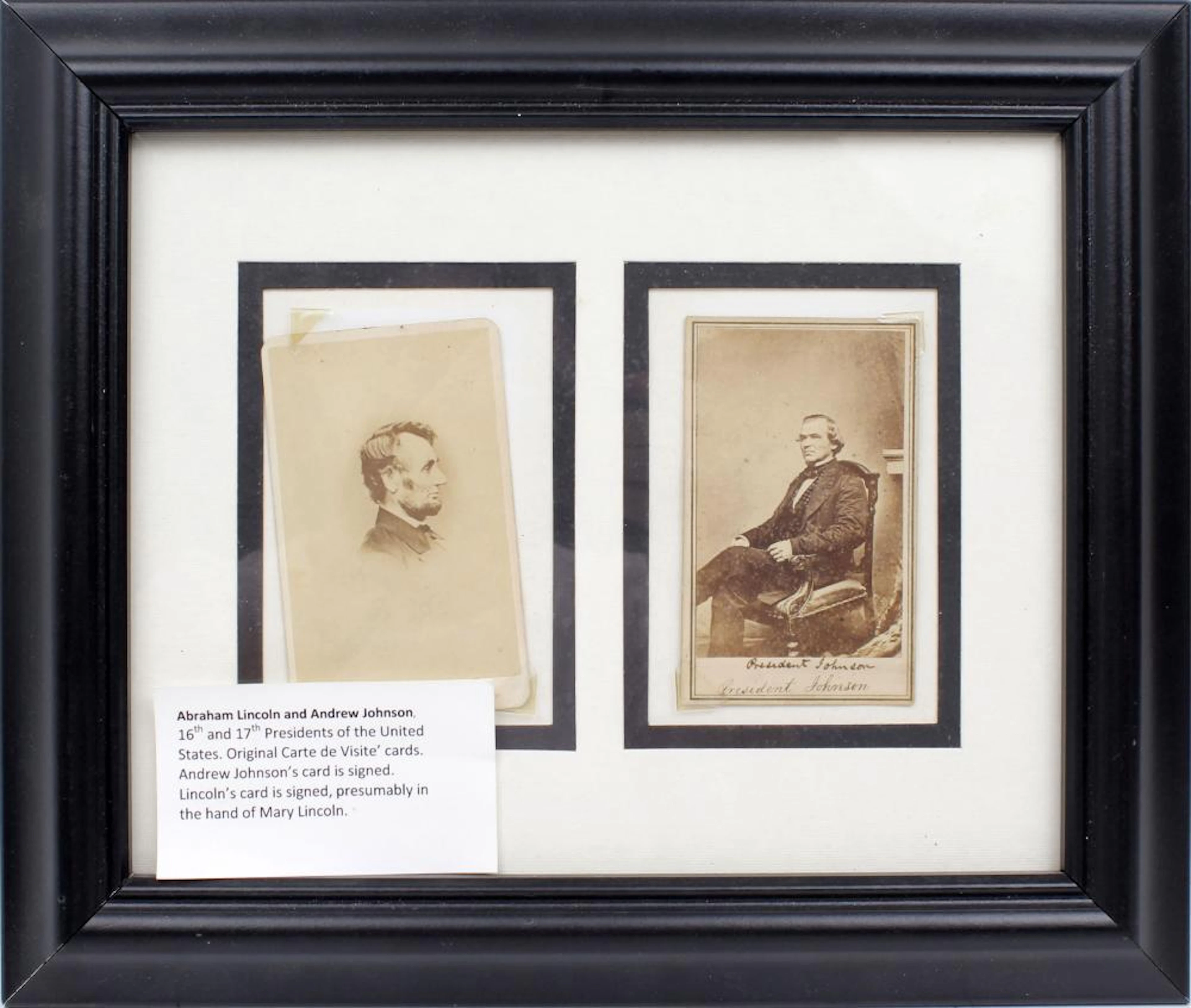 CARTE DE VISITE ABE LINOLN ANDREW JOHNSO