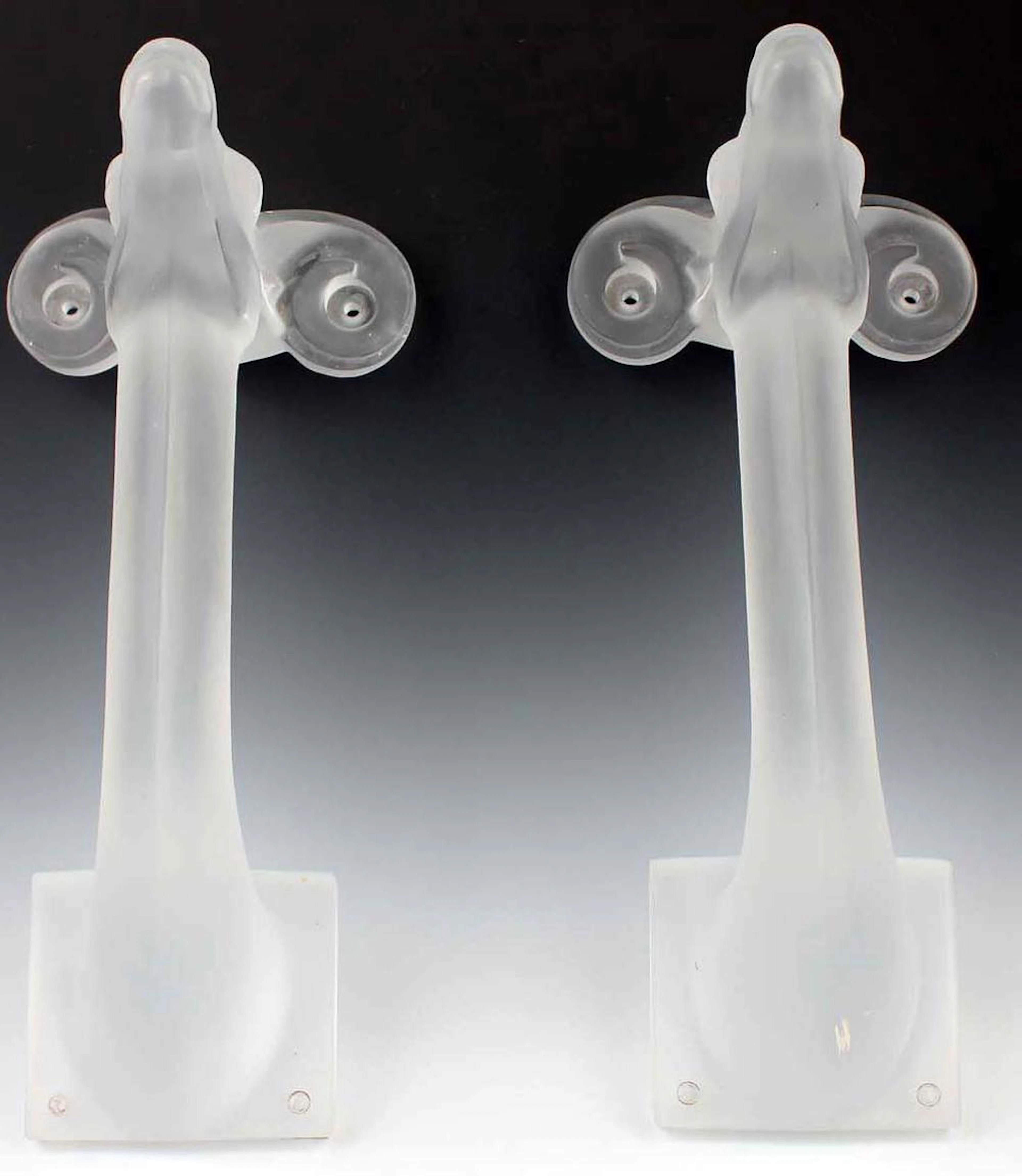 PAIR OF LALIQUE FRANCE DEER SHELF BRACKETS