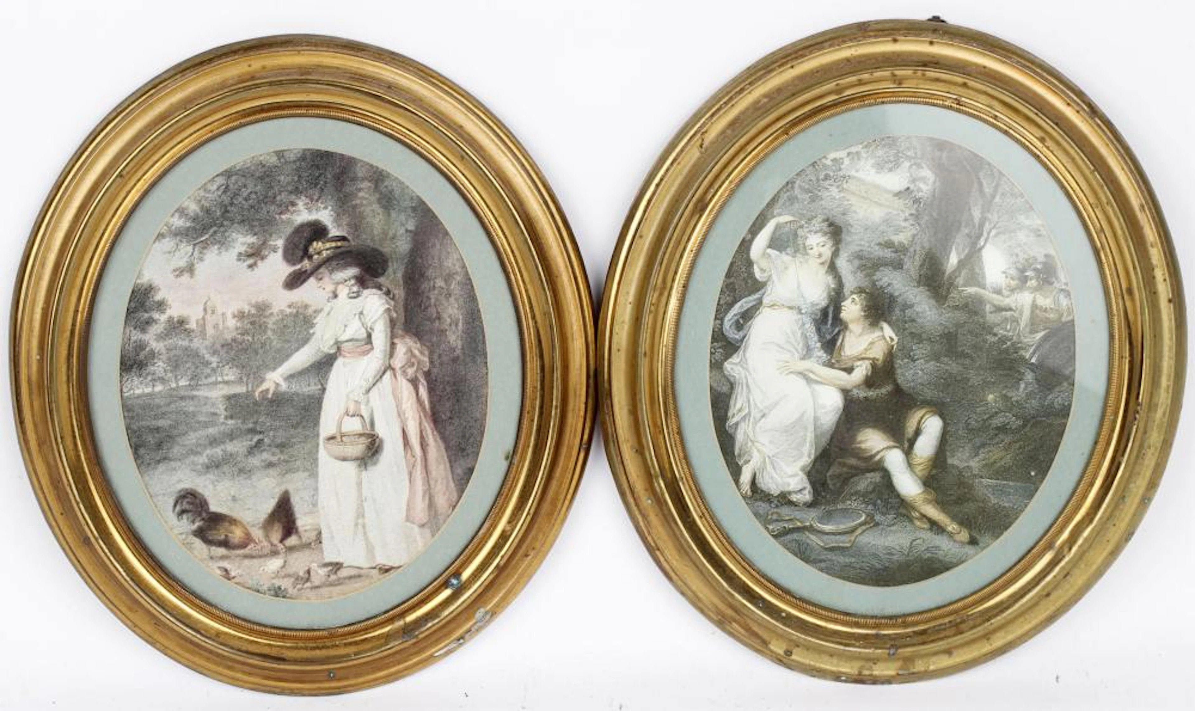 LOT OF 2 - STIPPLE-ENGRAVINGS MINIATURE
