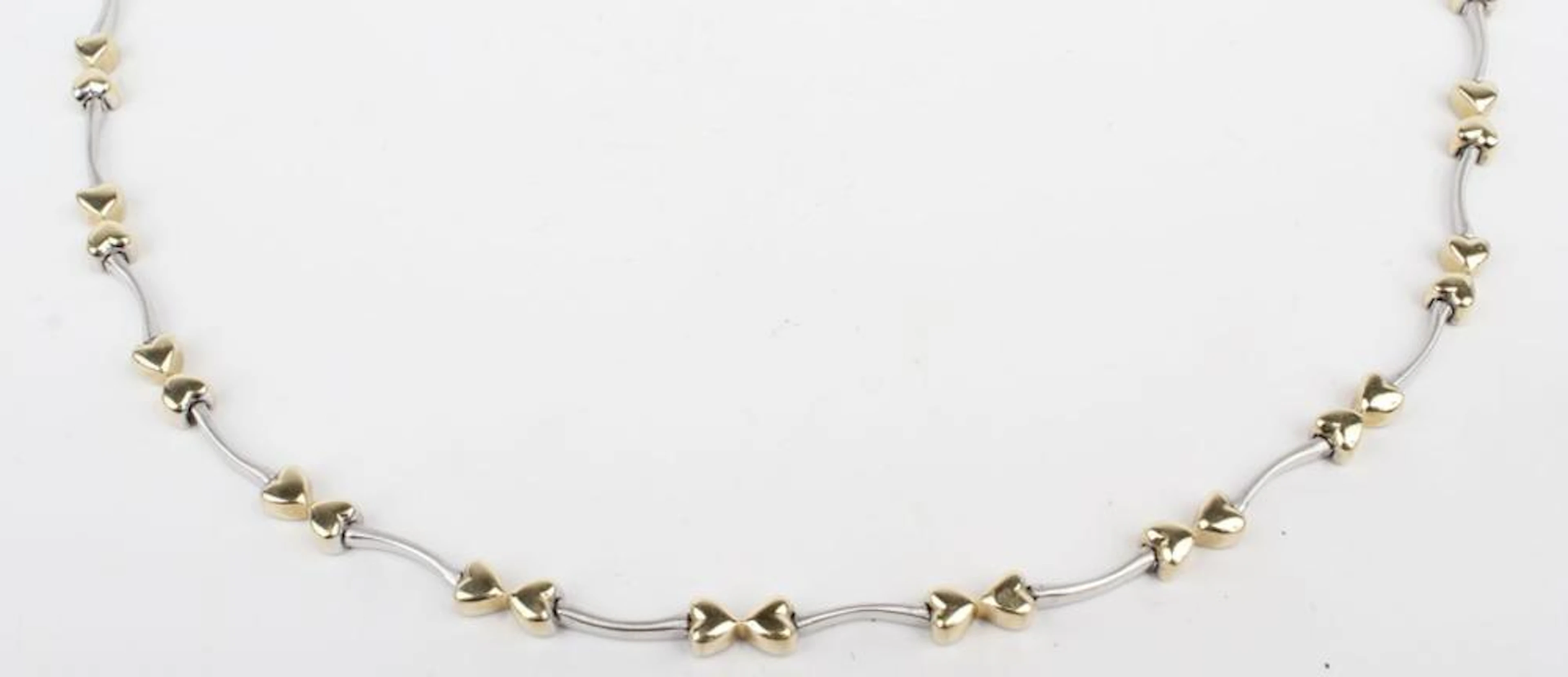 14K TWO TONE GOLD HEART NECKLACE