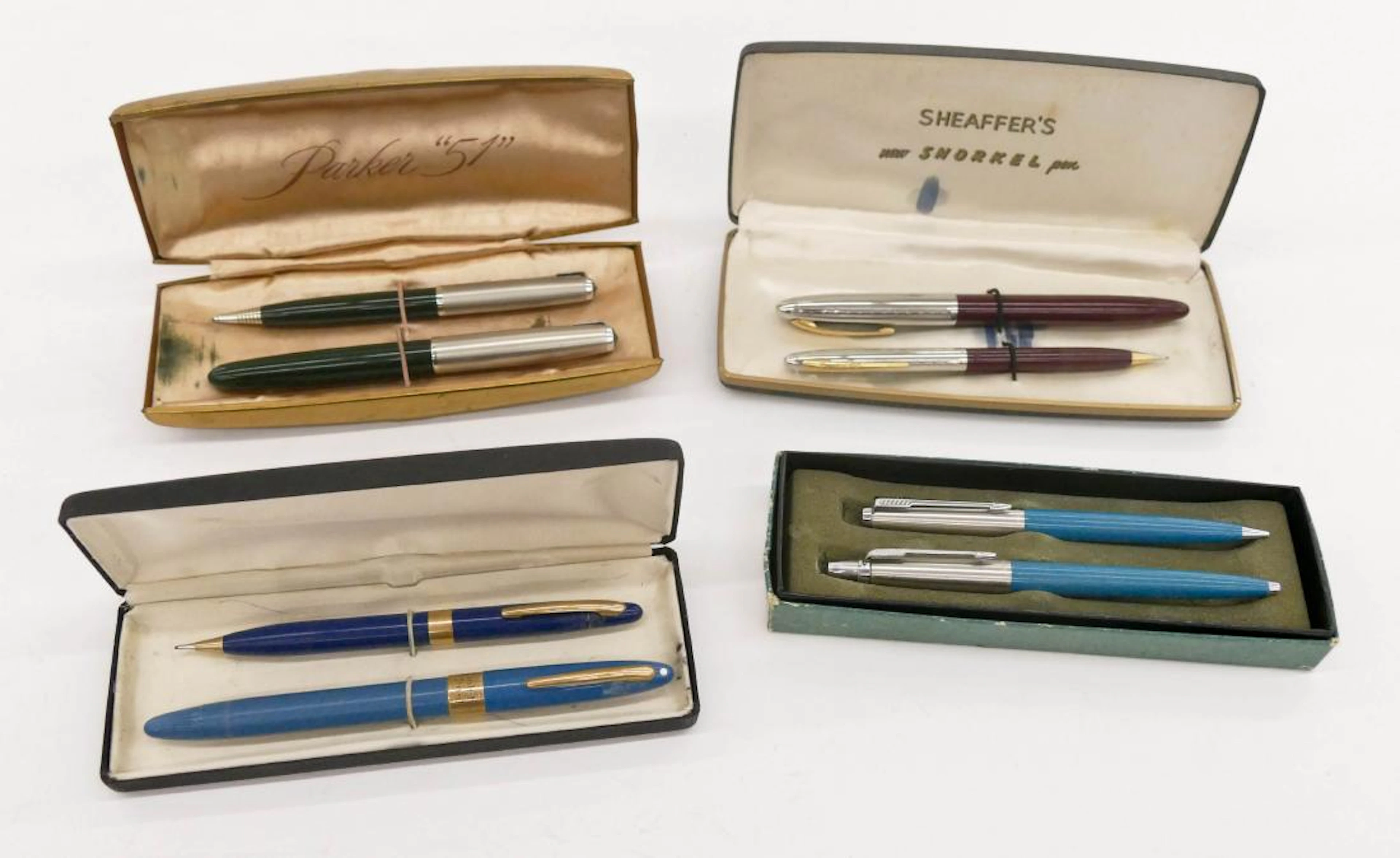 4pc Sheaffer & Parker Pen Sets in Boxes. Includes a