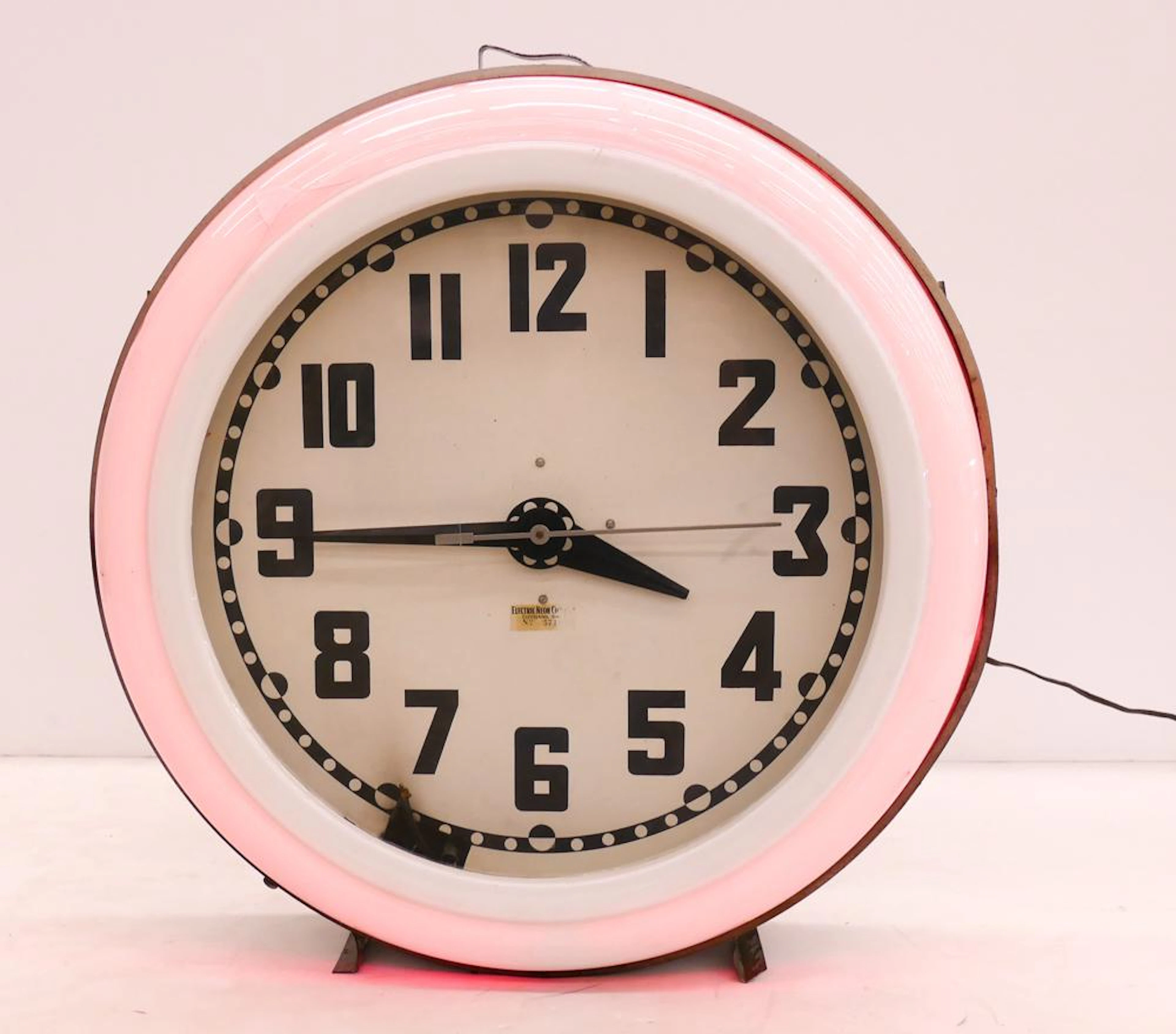 Large Art Deco Cleveland Electric Neon Clock Company
