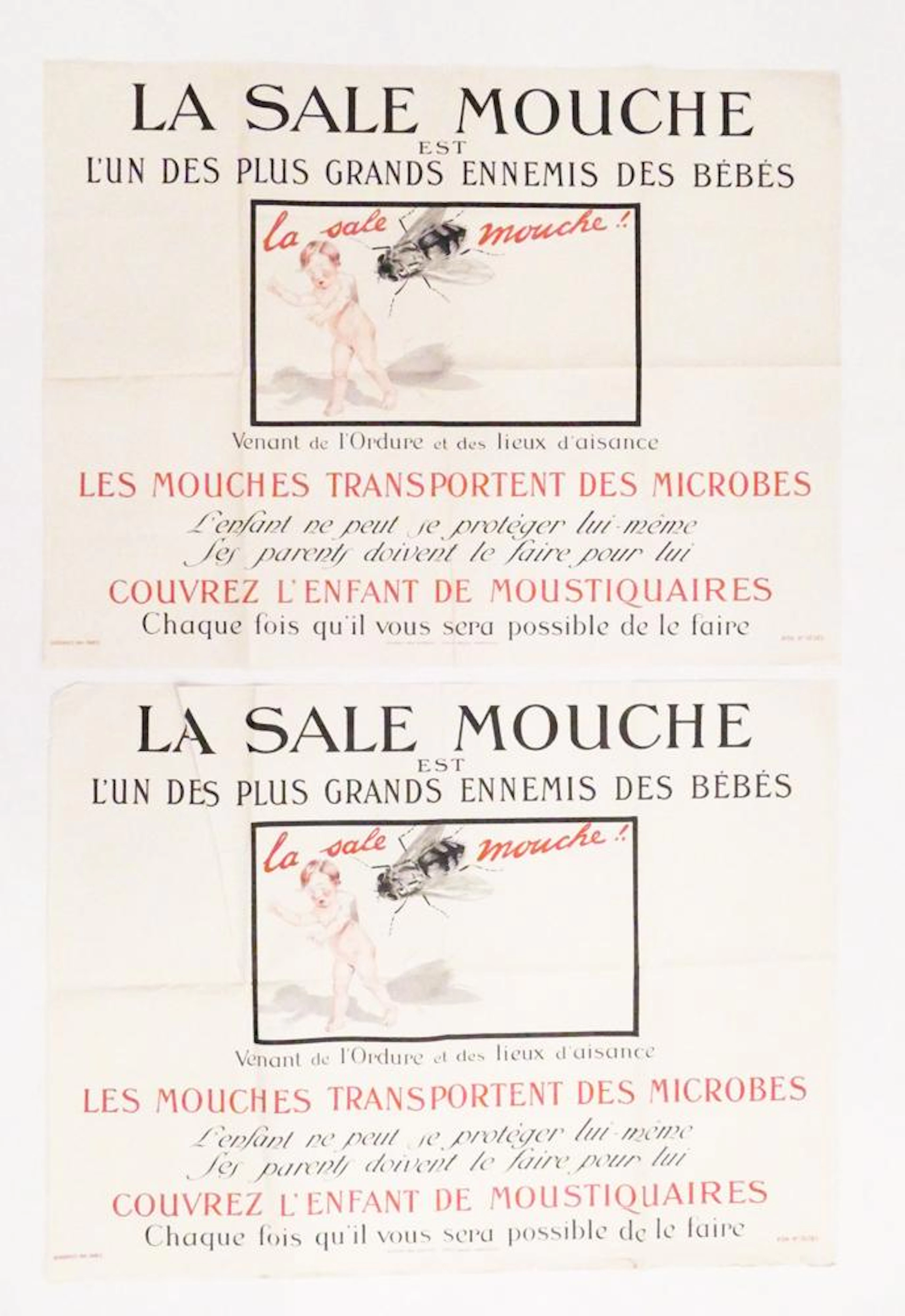 2pc WWI era French Bureau des Enfants 'La Sale Mouche'