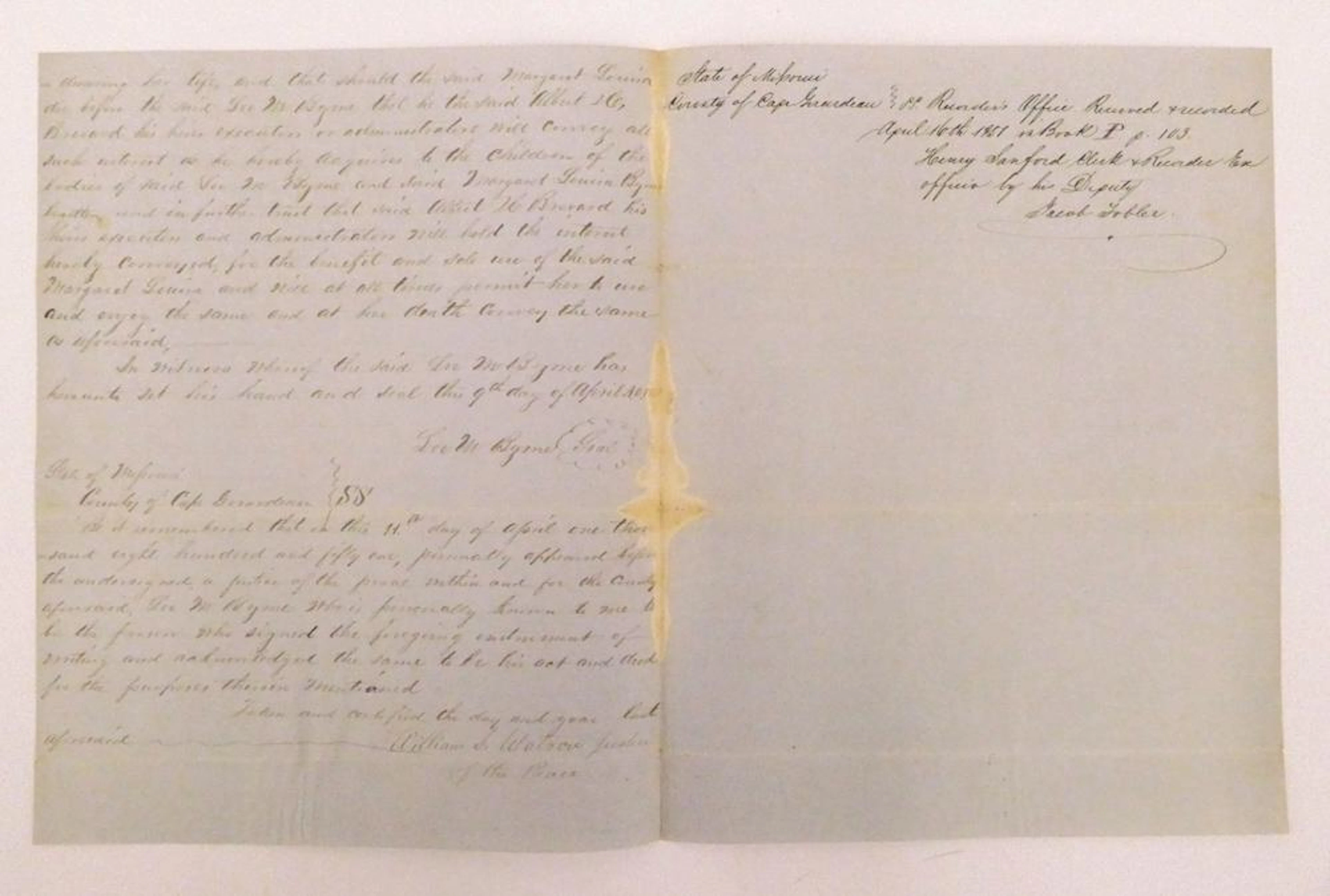 Slave Deed Real Estate Transaction Letter dated April