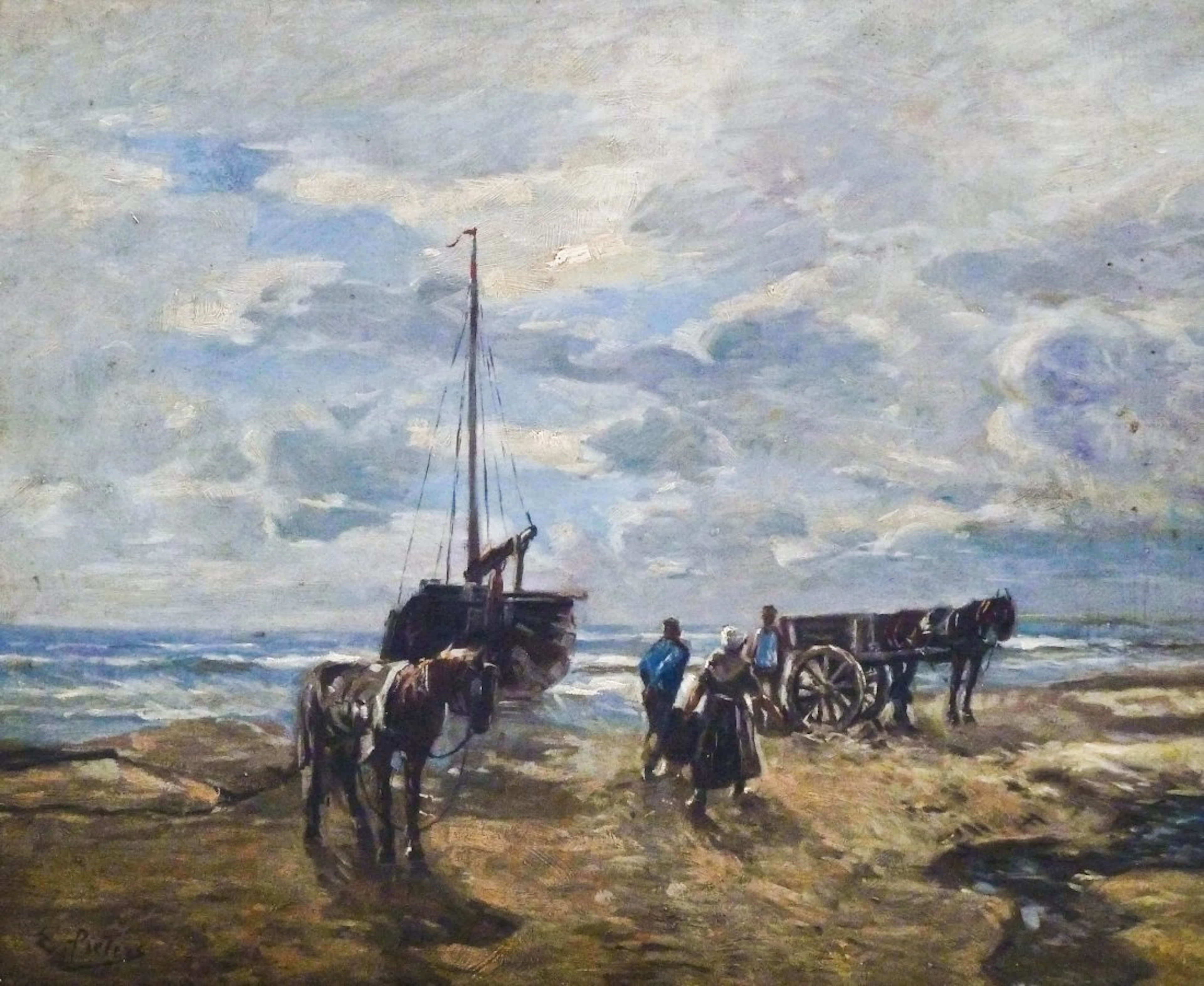 Evert Pieters (1856-1932 Netherlands) Shell Fisherman