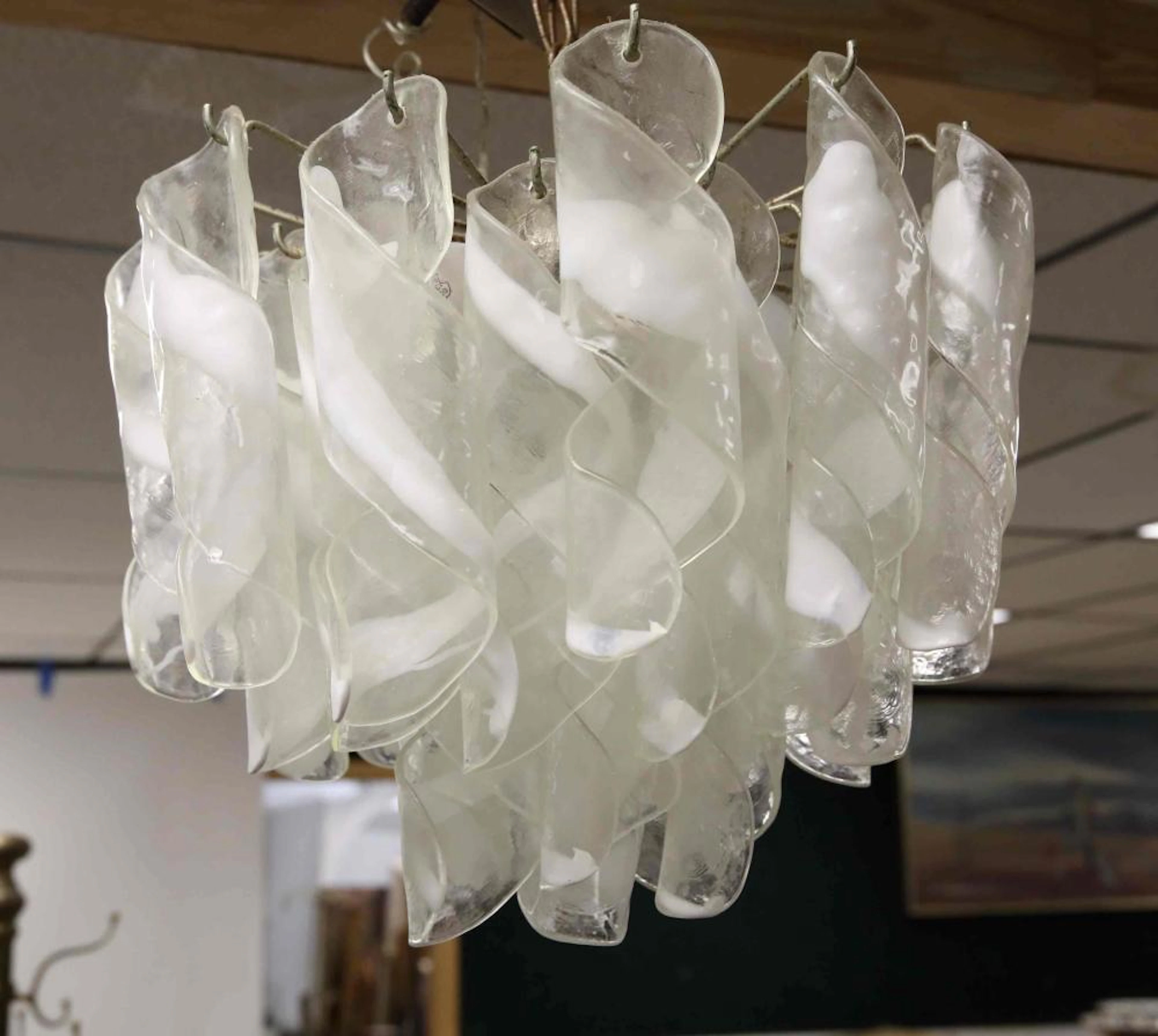 Vintage Camer Italian Spiral Glass Chandelier
