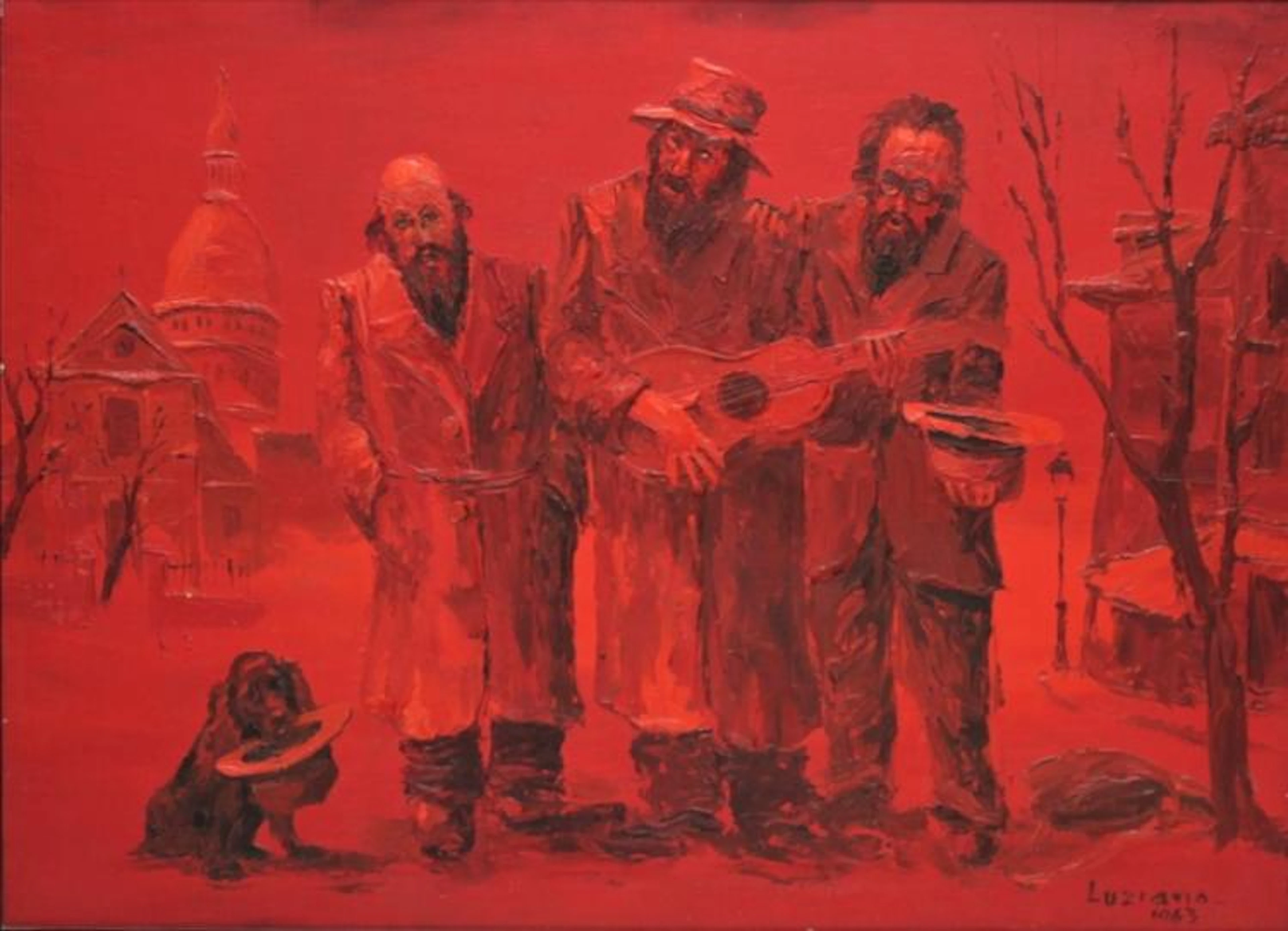 Luziano (Spanish) Oil Painting on Canvas in Red