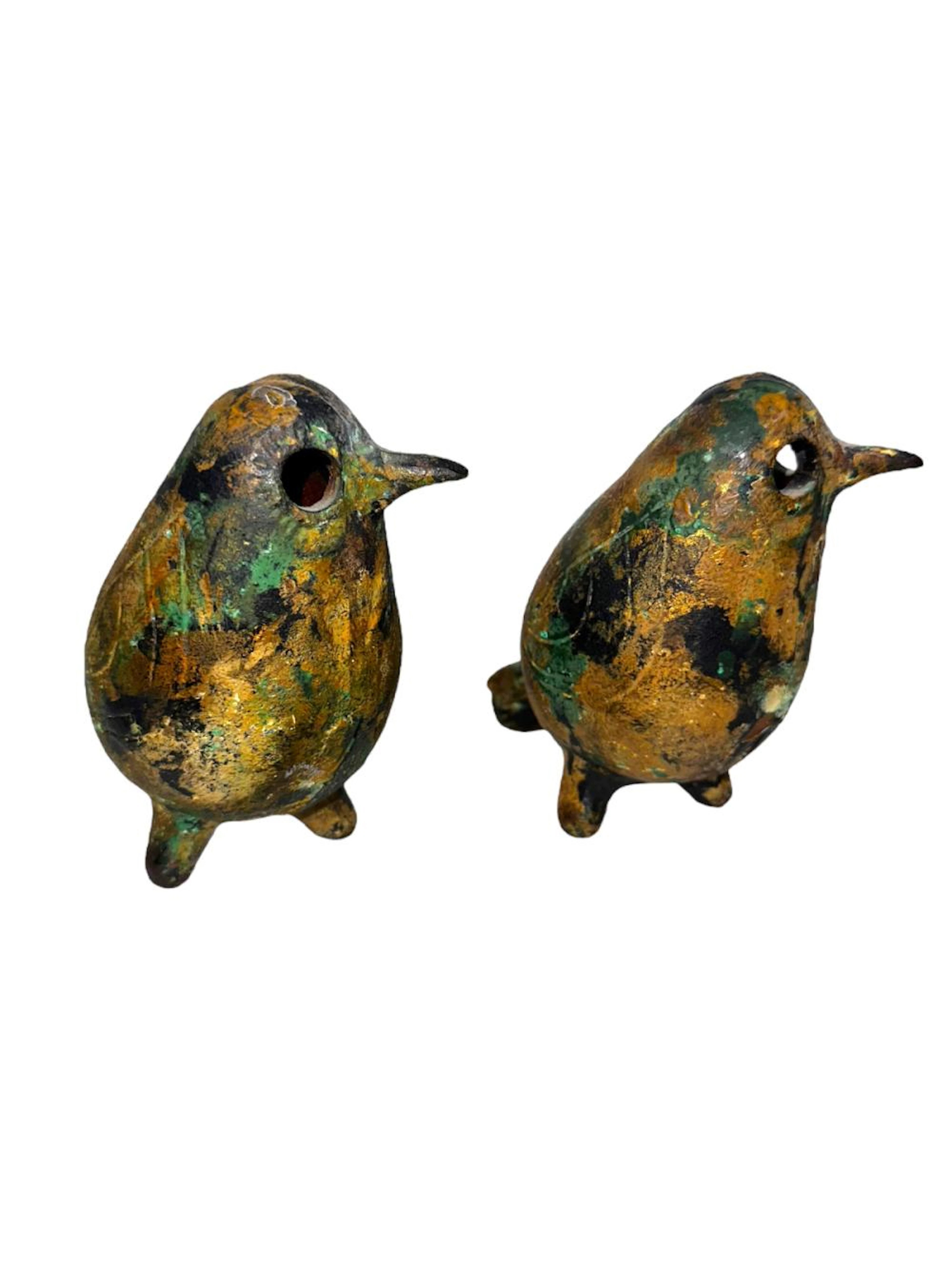 2pc Cast Iron Impressionist Abstract Birds