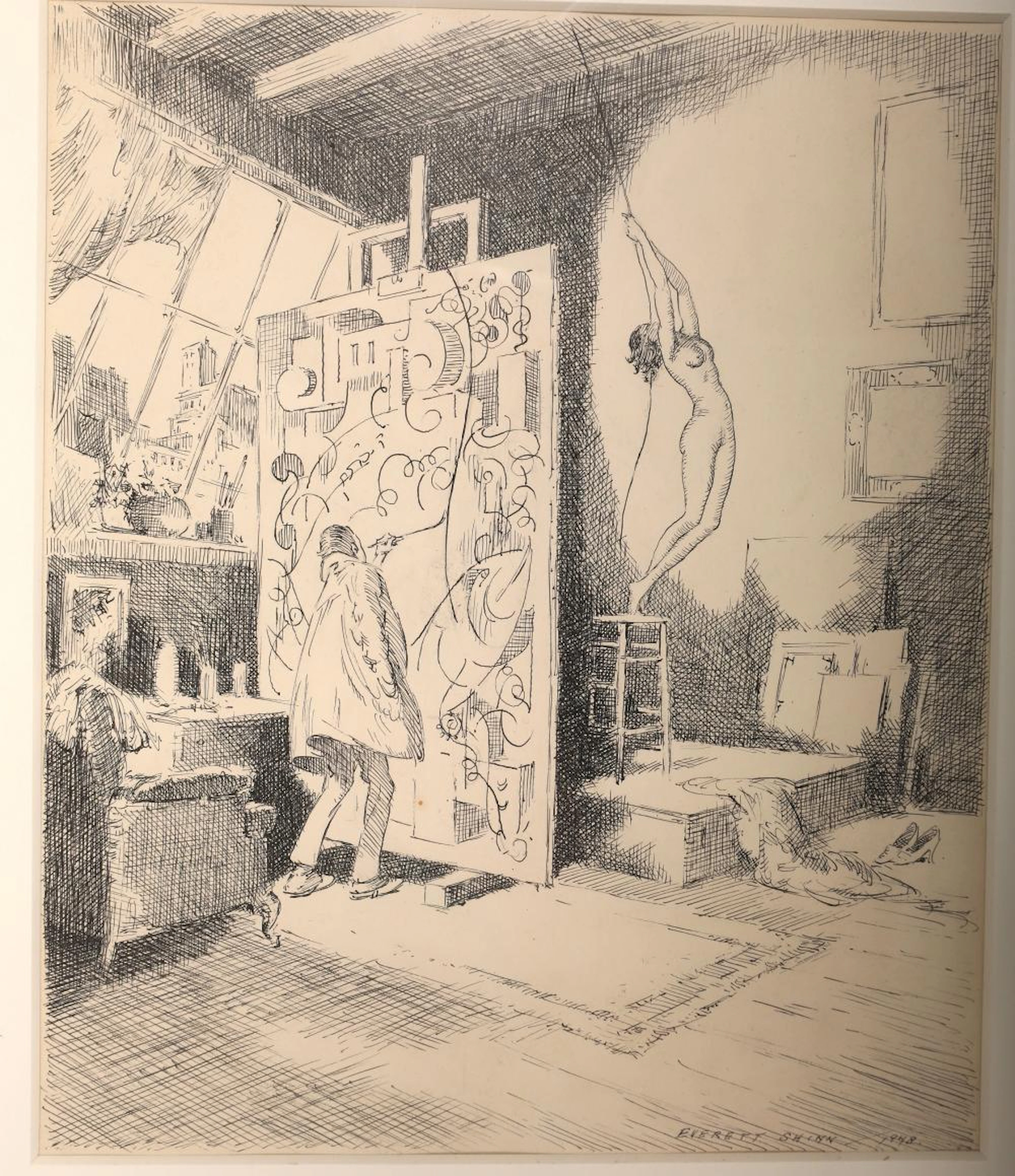 Everett Shinn Ink On Paper "You Can Rest Now"