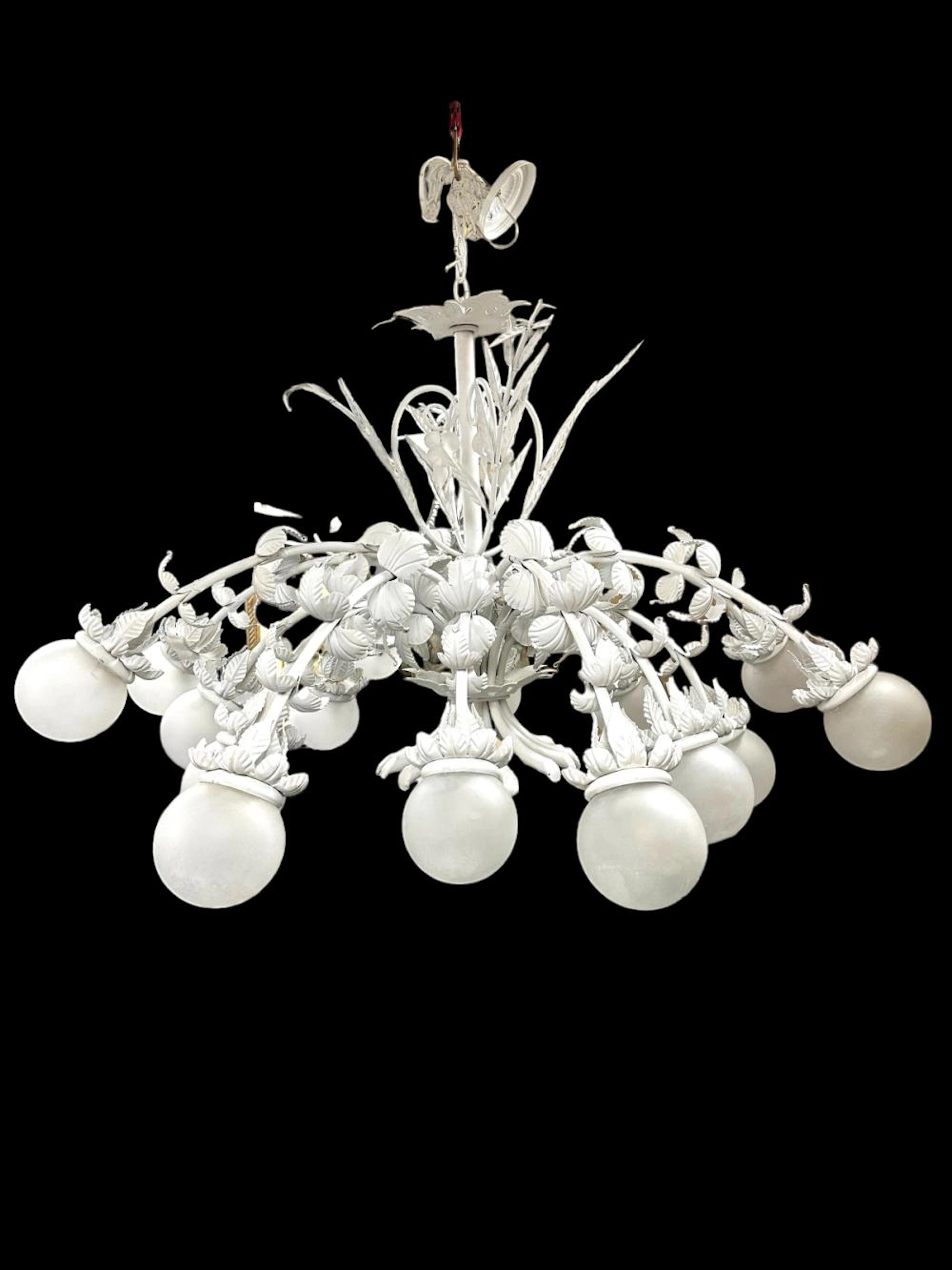 Lg Vntg Italian Wrought Iron 16 Arm Chandelier