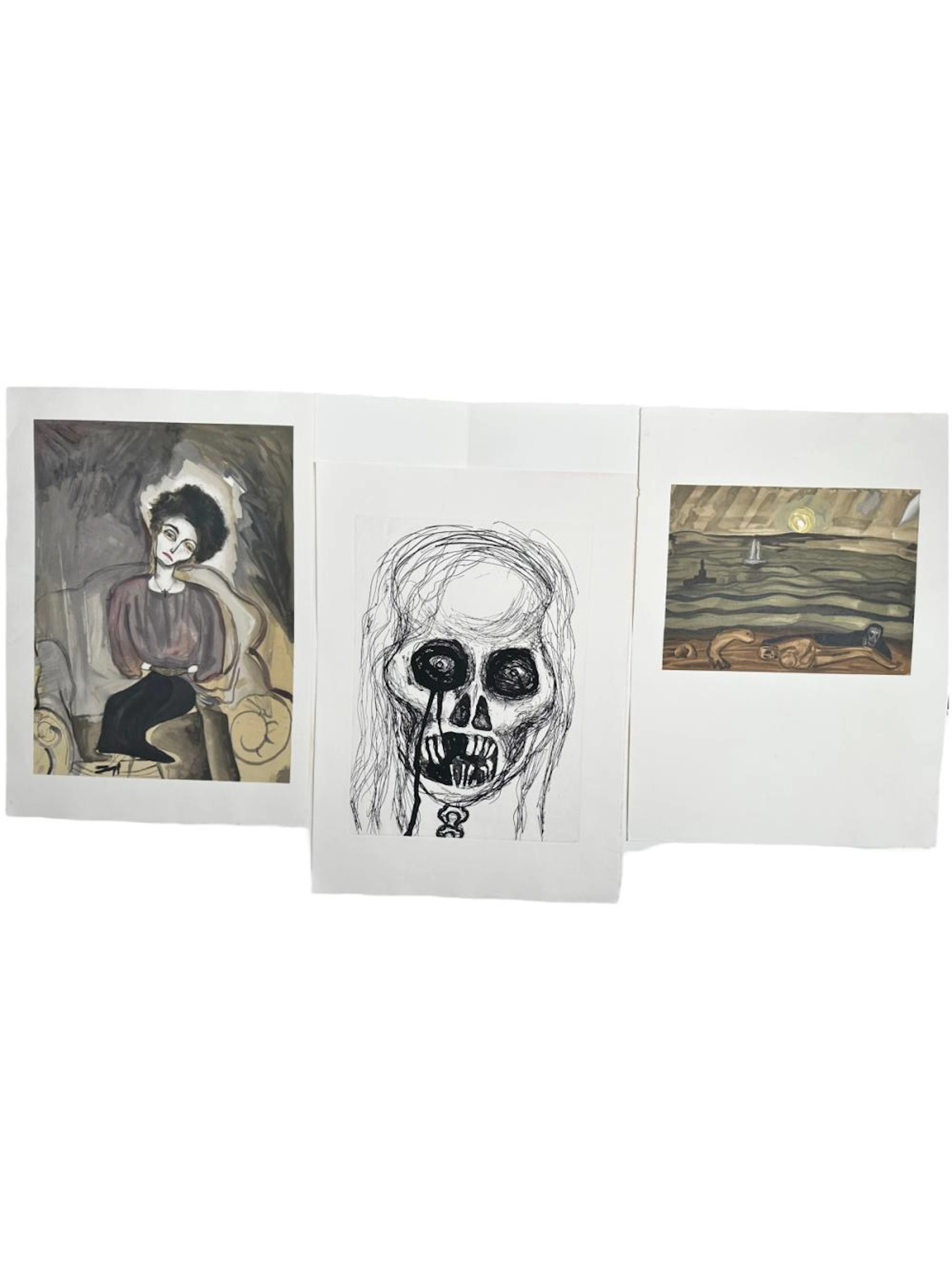 3PC ALICE NEEL ENGRAVING & COLOR LITHOGRAPHS