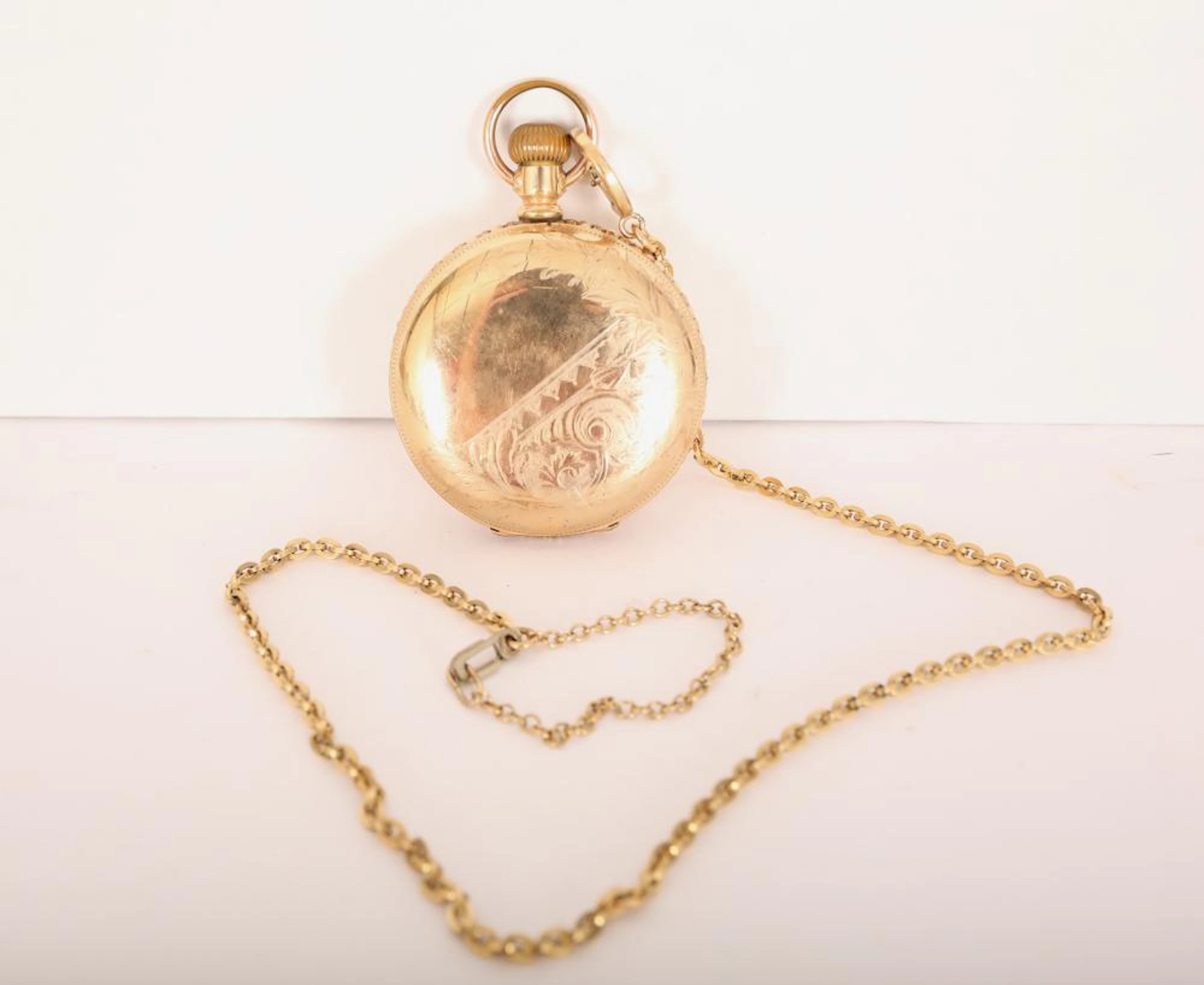 Elgin Pocket Watch Gold Filled 14K Inside Cover