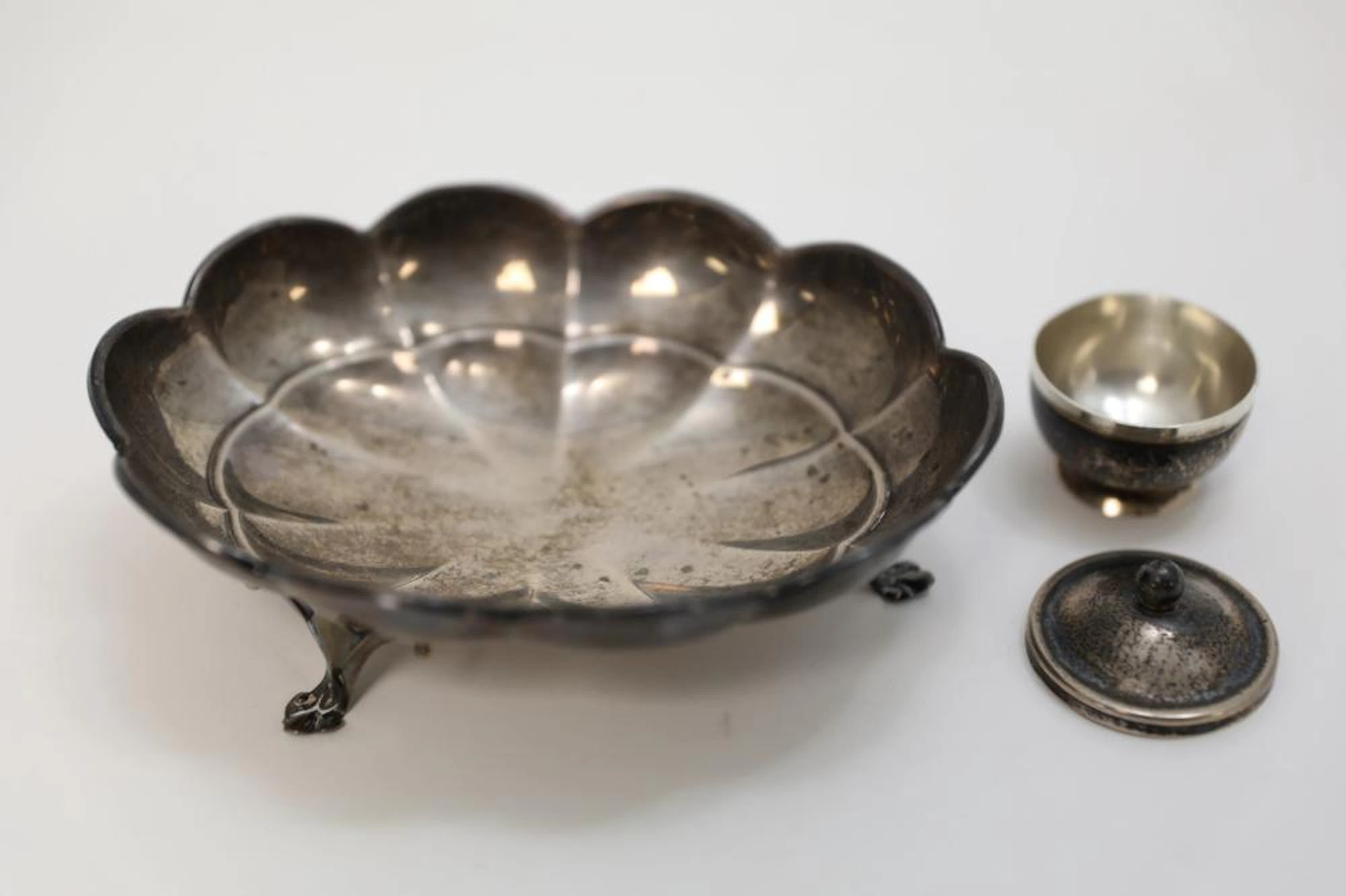 Sterling Silver Bowl w Covered Sterling Salt