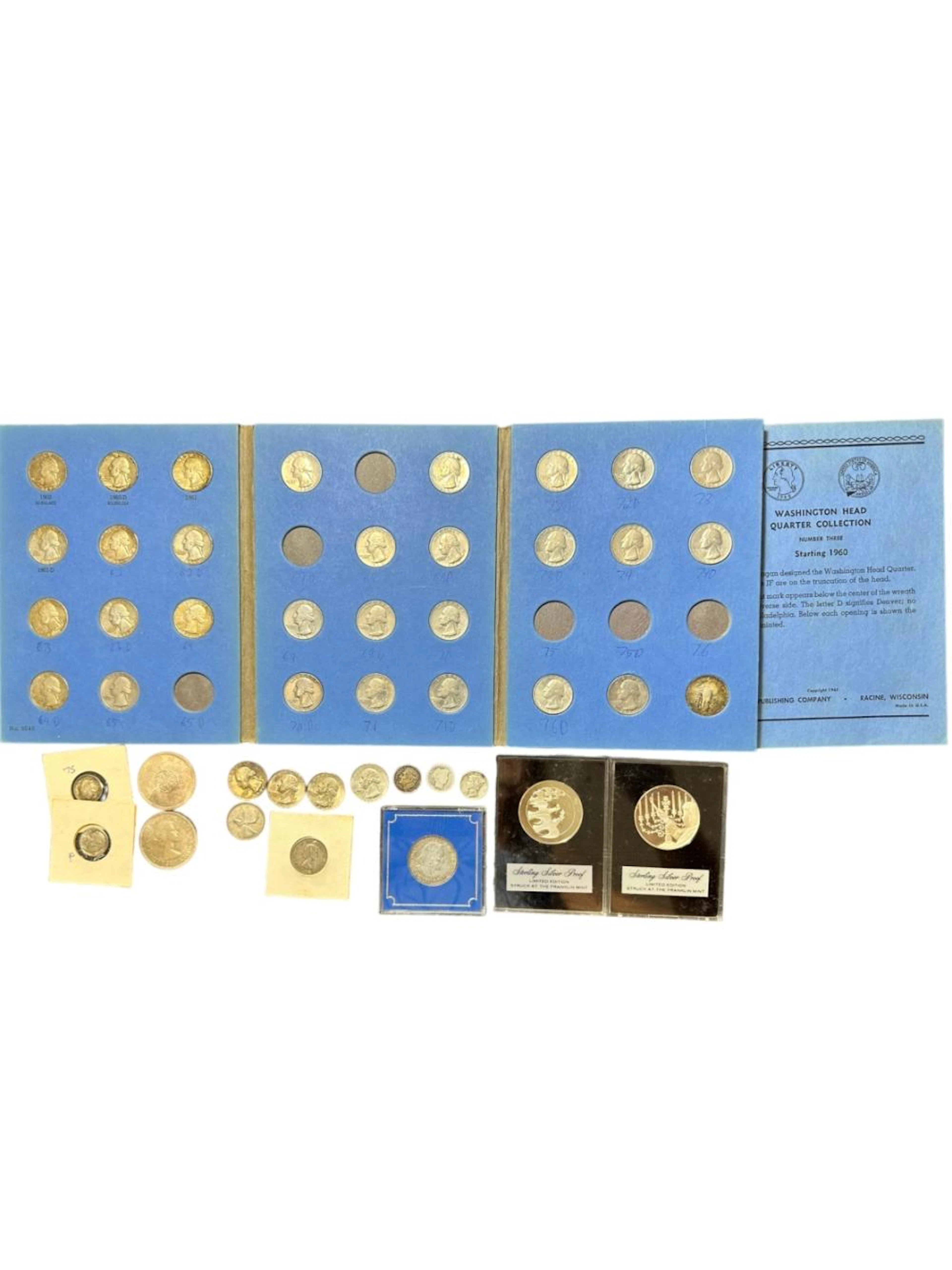 45PC SILVER COINS & STERLING COMMEMORATIVE COINS