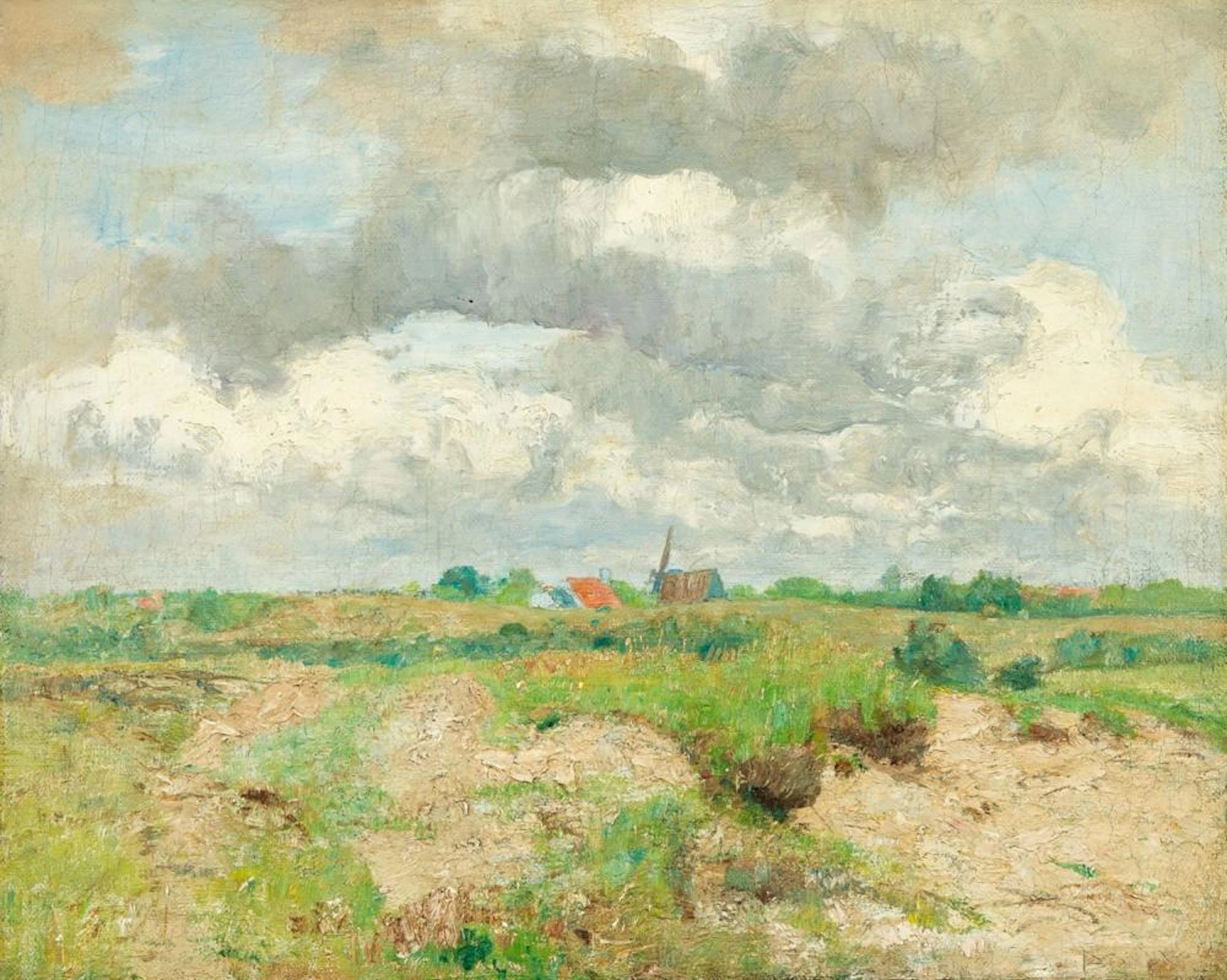 Paul Baum, Sommerwolken über flämischem Haus, Um 1891