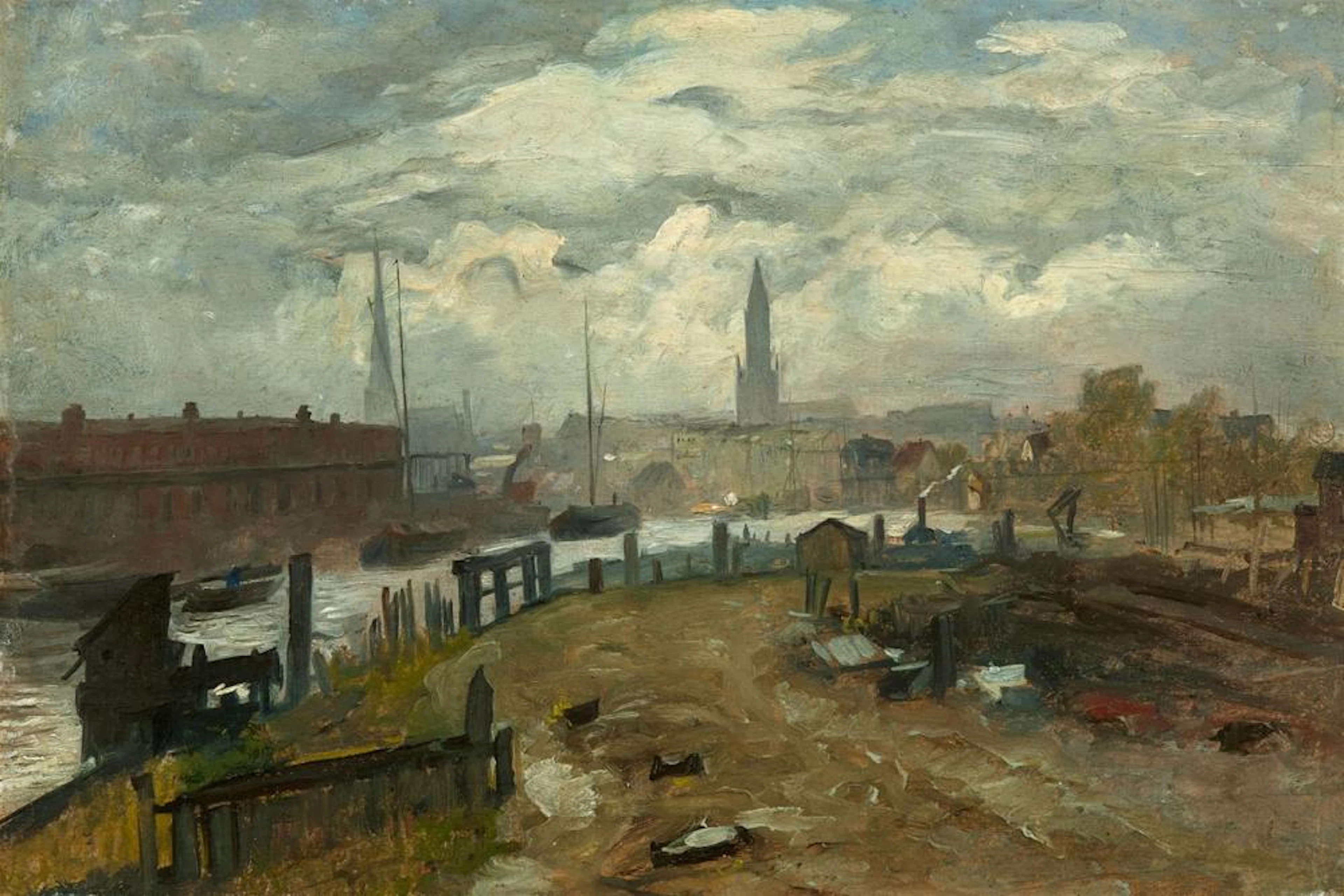 Paul Baum, Hamburg vom Hafen her gesehen, 1882