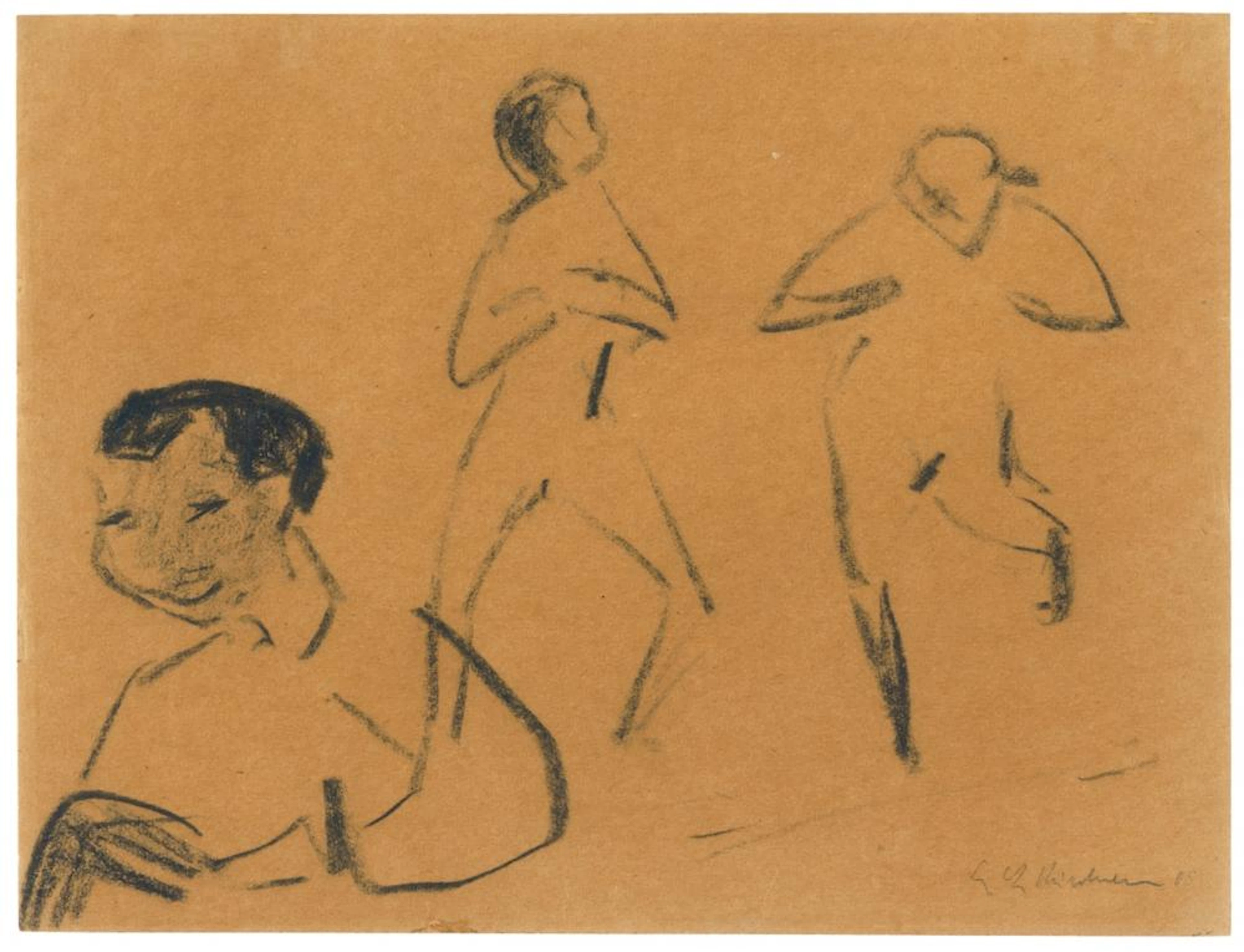 Ernst Ludwig Kirchner, Milly mit zwei Akten, Circa 1909/1910