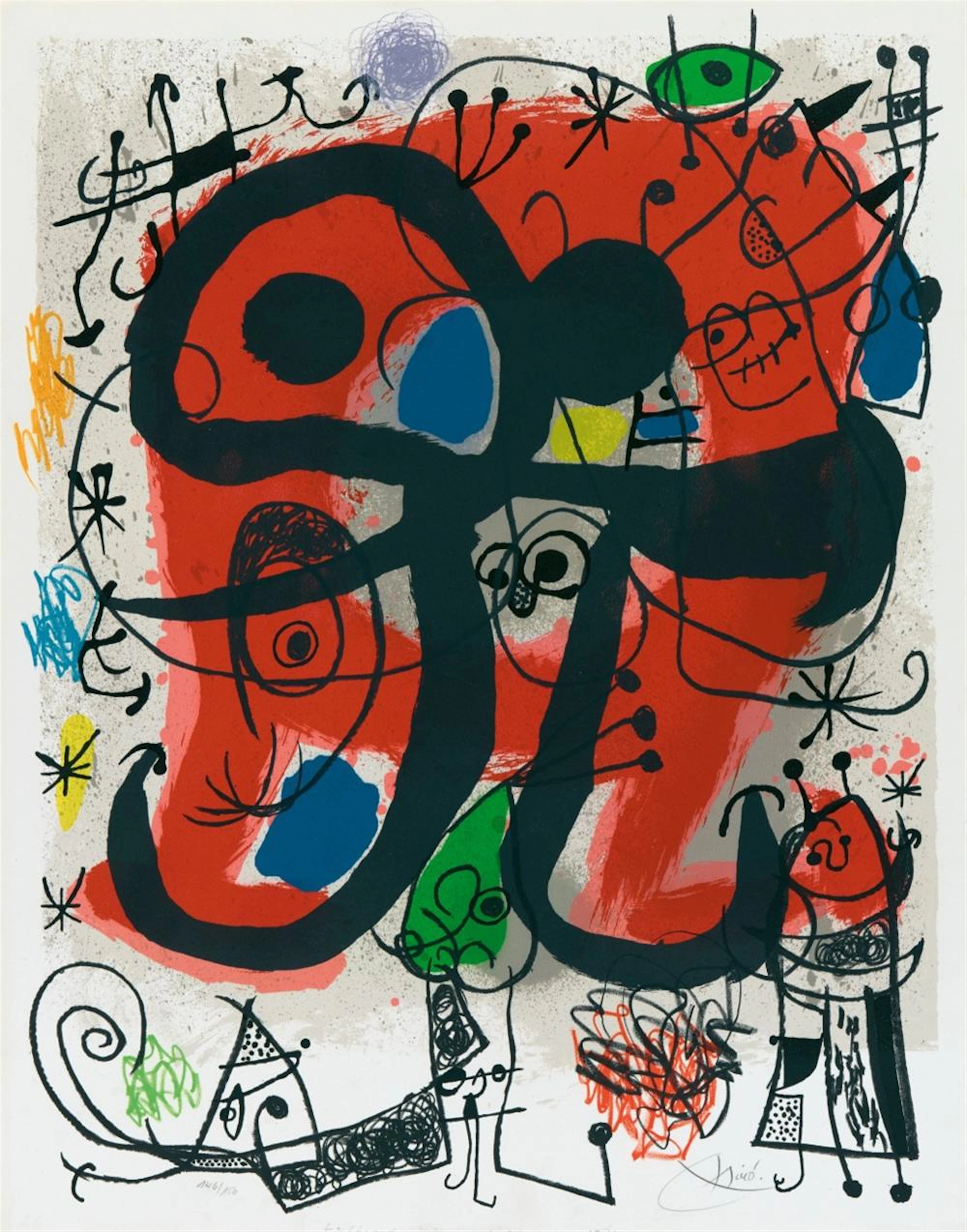 Joan Miró, Affiche pour l'exposition du livre Le lézard aux plumes d'or, 1971