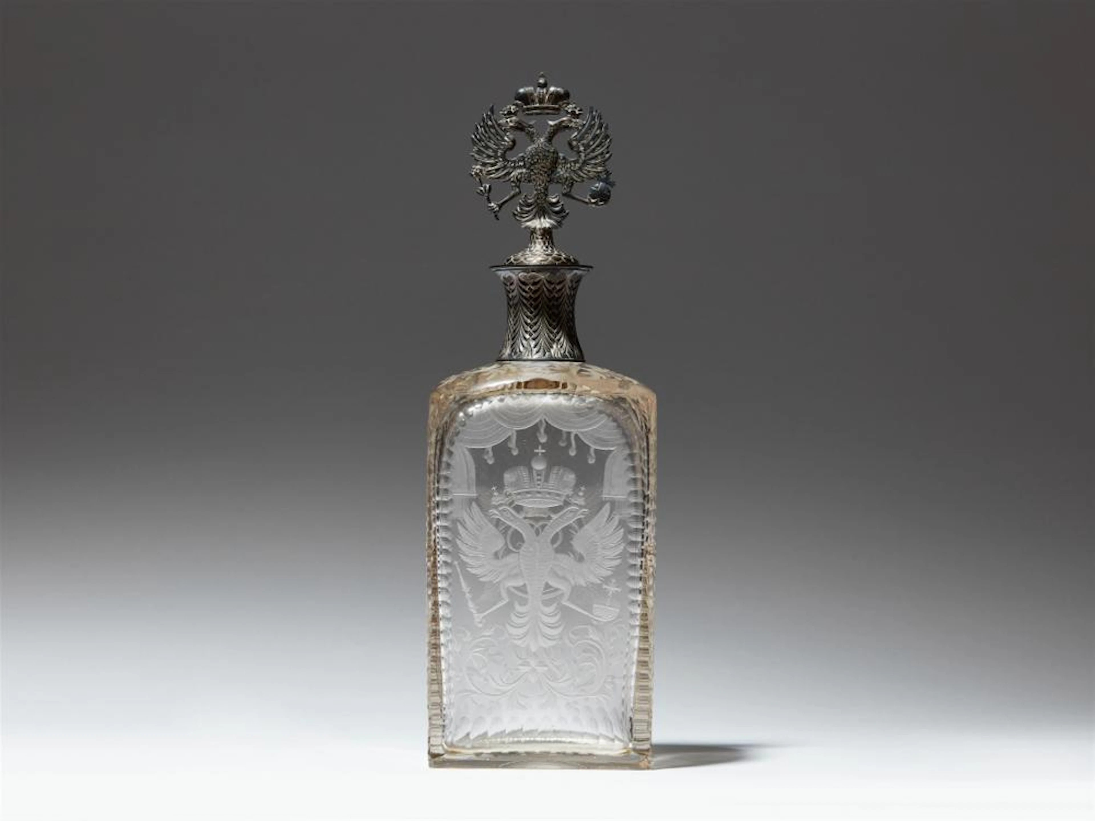 A glass carafe dedicated to Tsarina Elisabeth Petrovna
