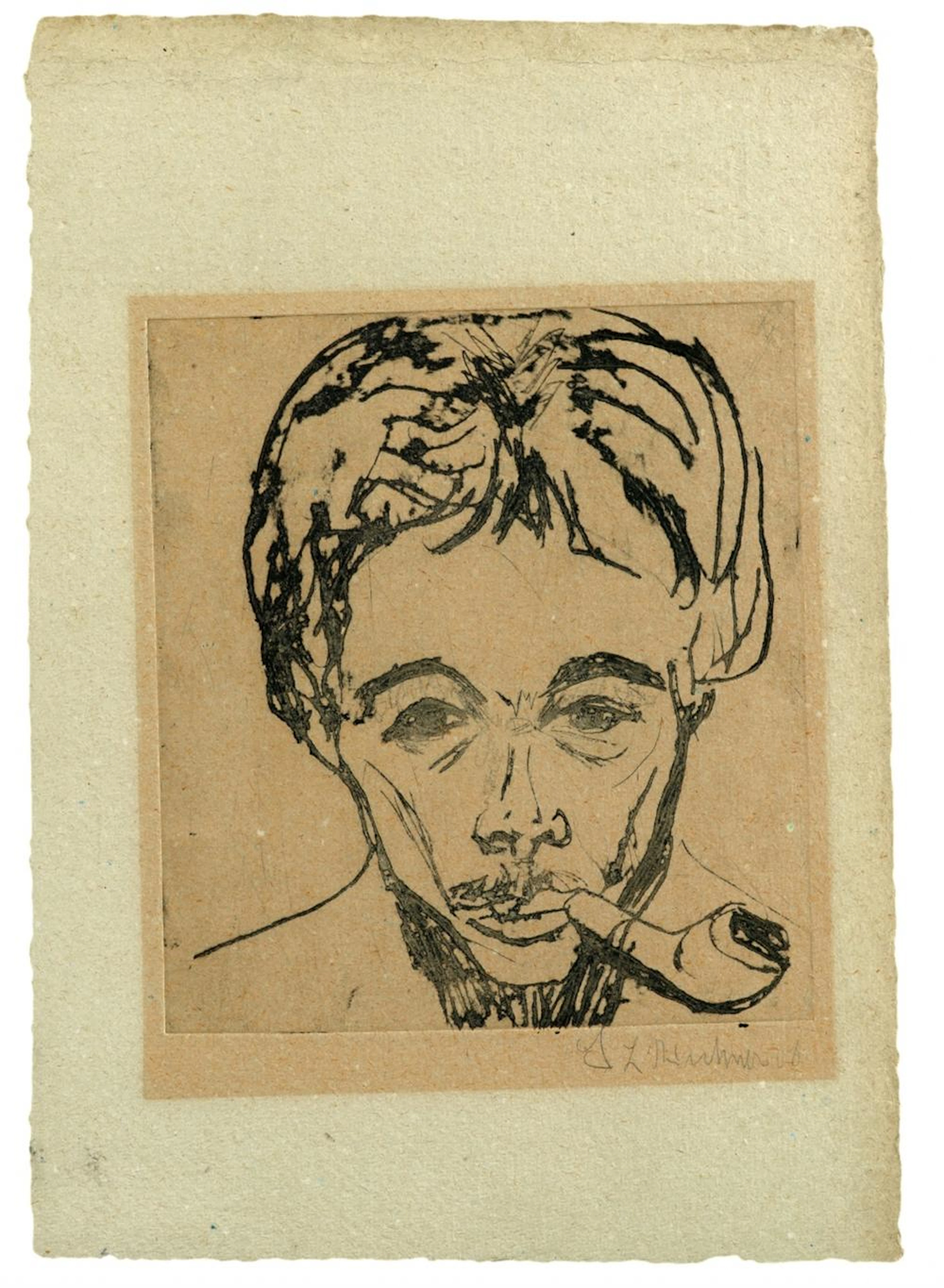 Ernst Ludwig Kirchner, Selbstbildnis mit Pfeife, 1908