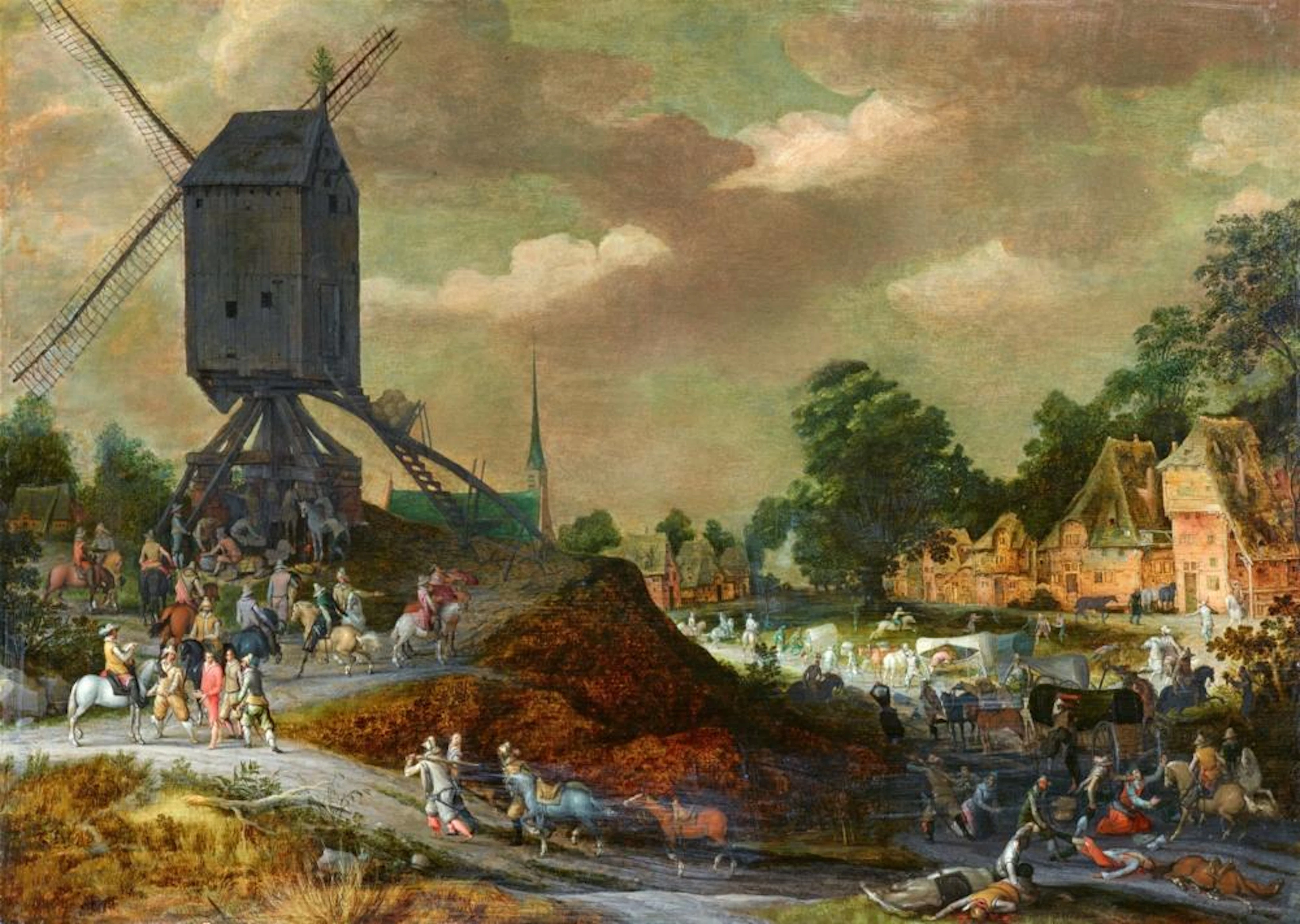 Adriaen van Stalbemt, Post Mill on a Riverbank