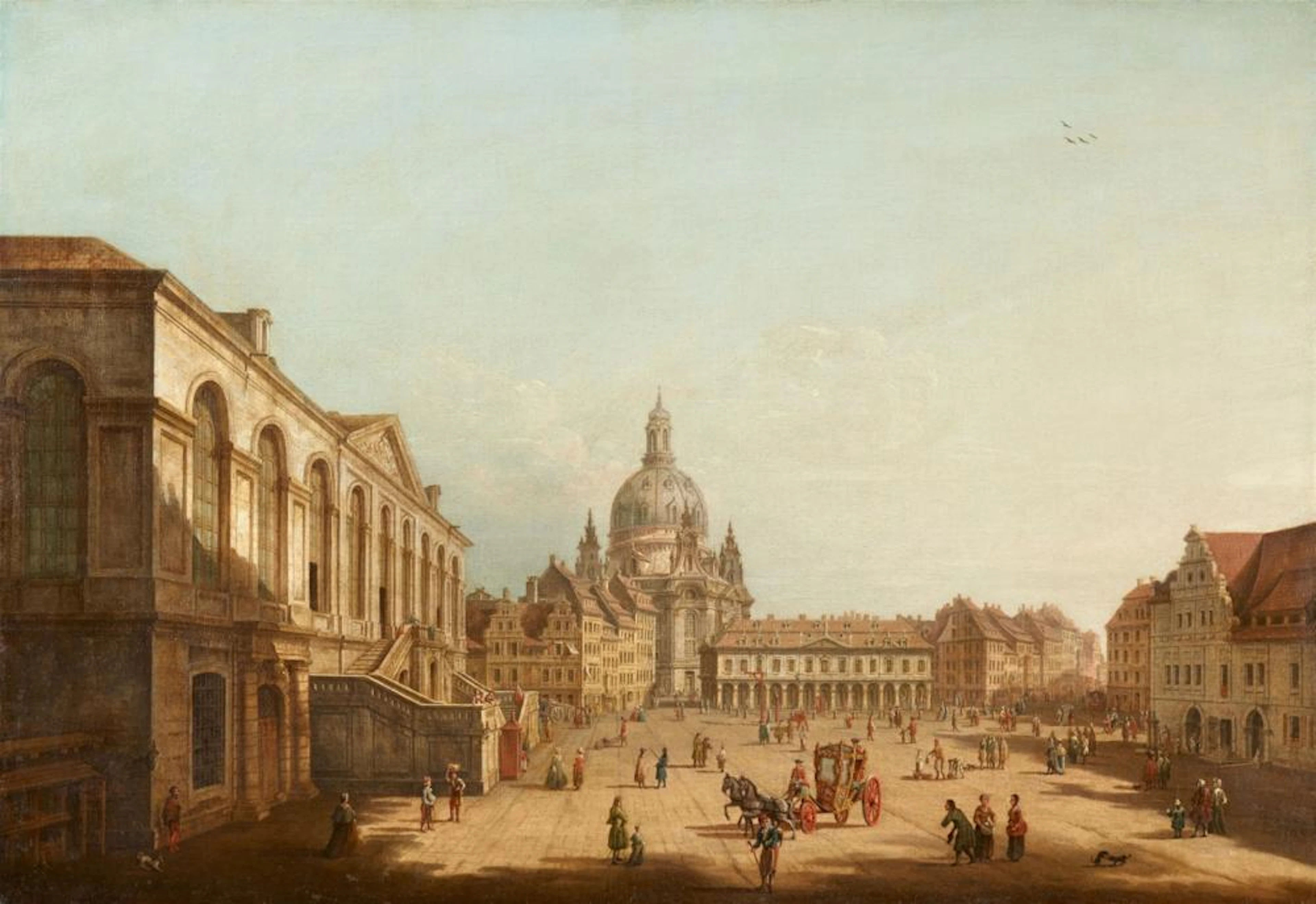 Pietro Bellotti, View of Dresden Market Square Seen from Judenhof View of Dresden from the Right Bank of the Elb