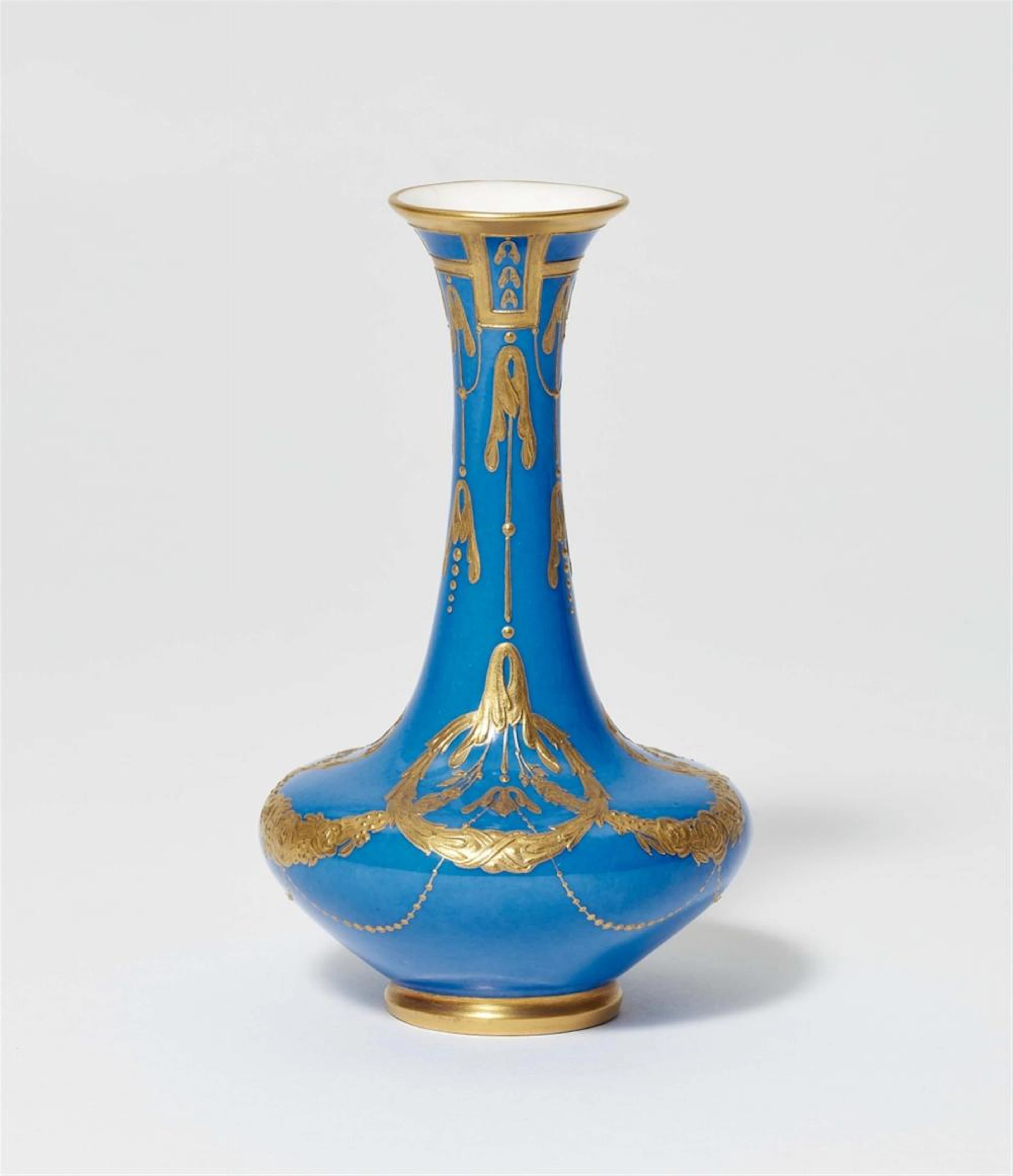 A Berlin KPM Jugendstil porcelain vase with gilt relief decor
