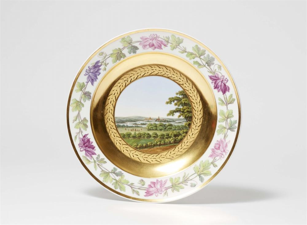 A Berlin KPM porcelain plate with a view of Spandau