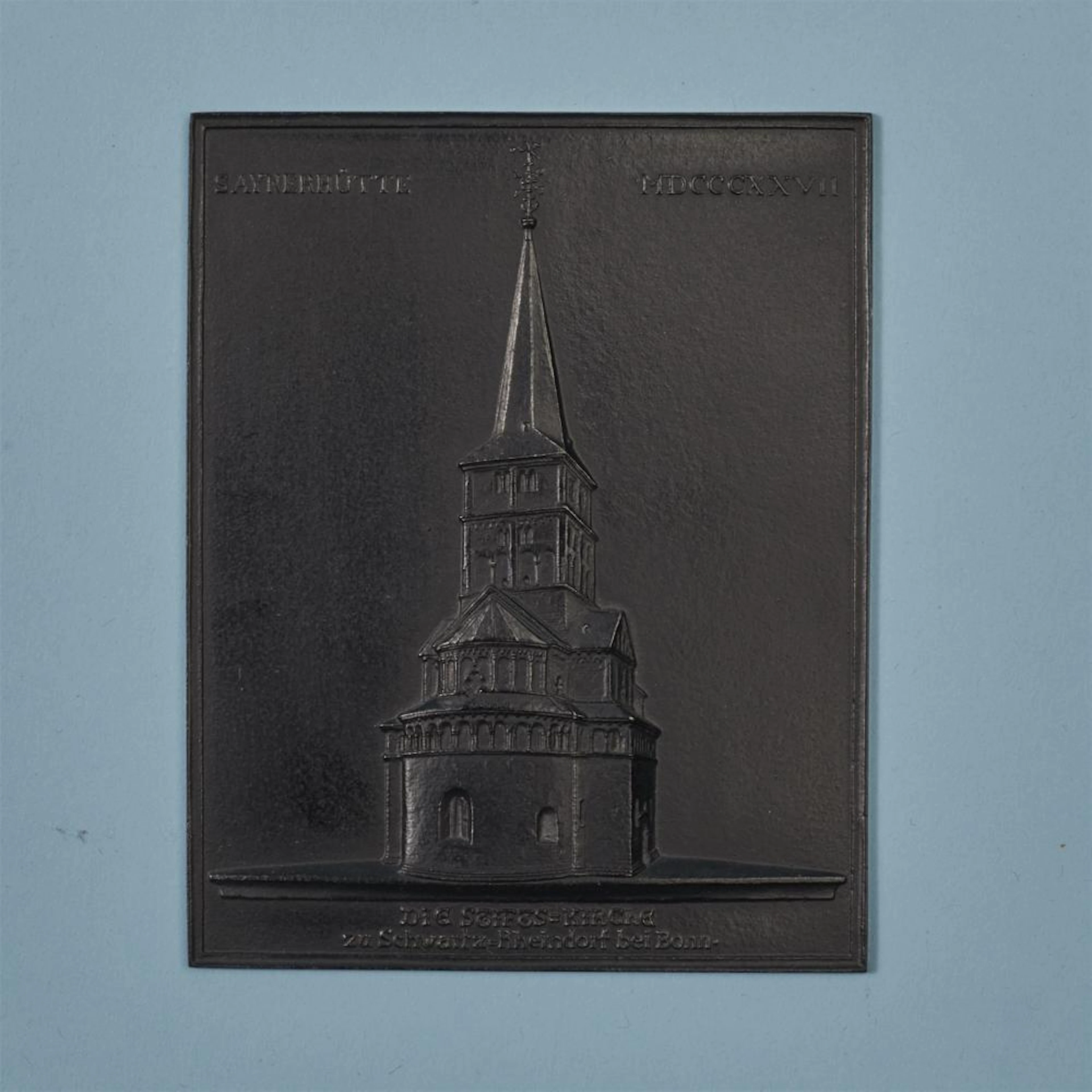 A cast iron New Year's plaque “Die Stifts=Kirche zu Schwartz=Rheindorf bei Bonn”