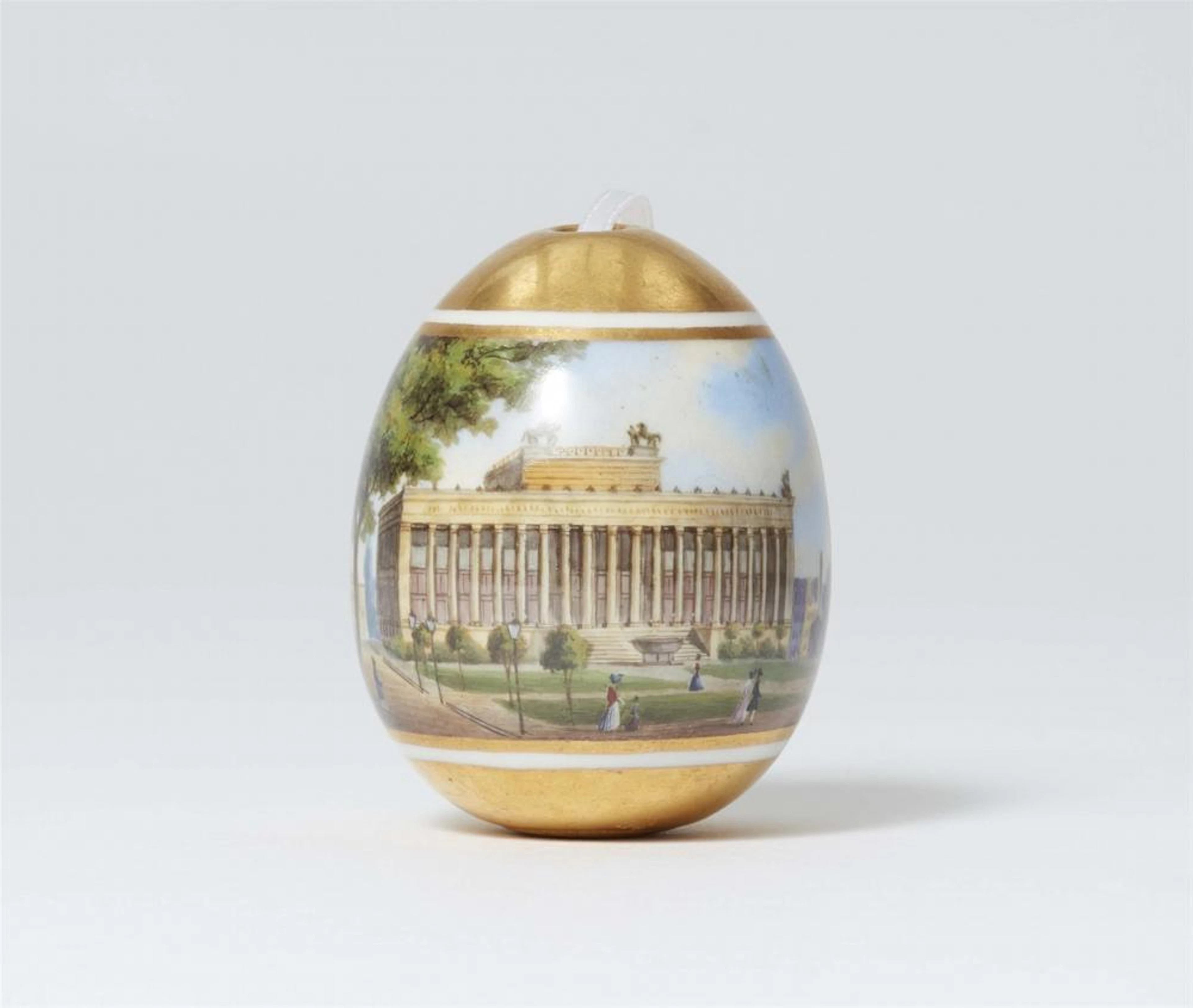 A Berlin KPM porcelain Easter egg with the Berlin Museum
