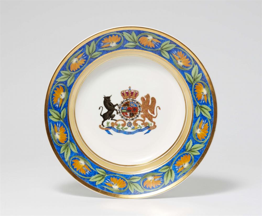 A Berlin KPM porcelain bowl from the dinner service for Grand Duke Georg Friedrich von Mecklenburg-Strelitz