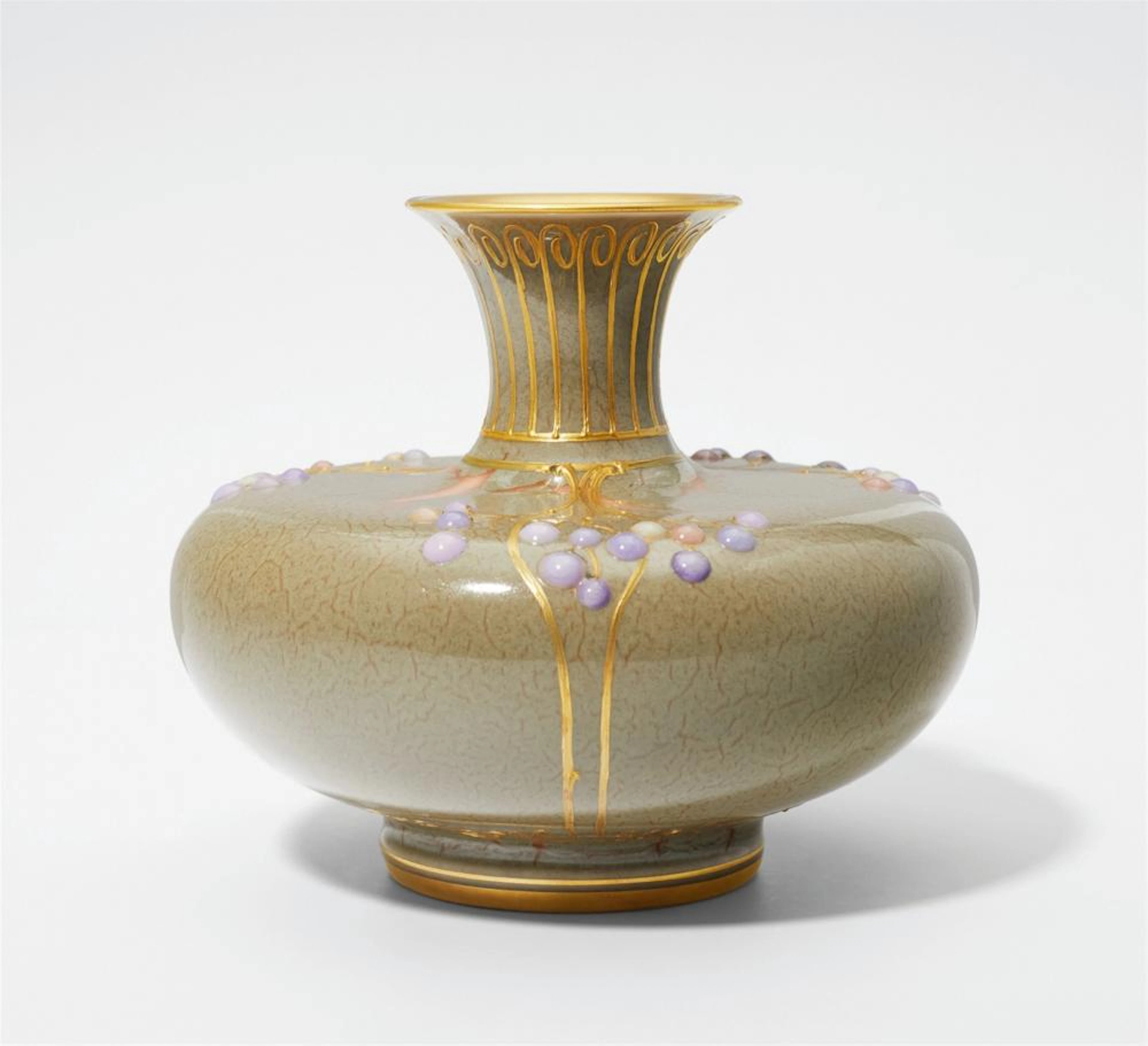 A Berlin KPM porcelain vase with berry motifs