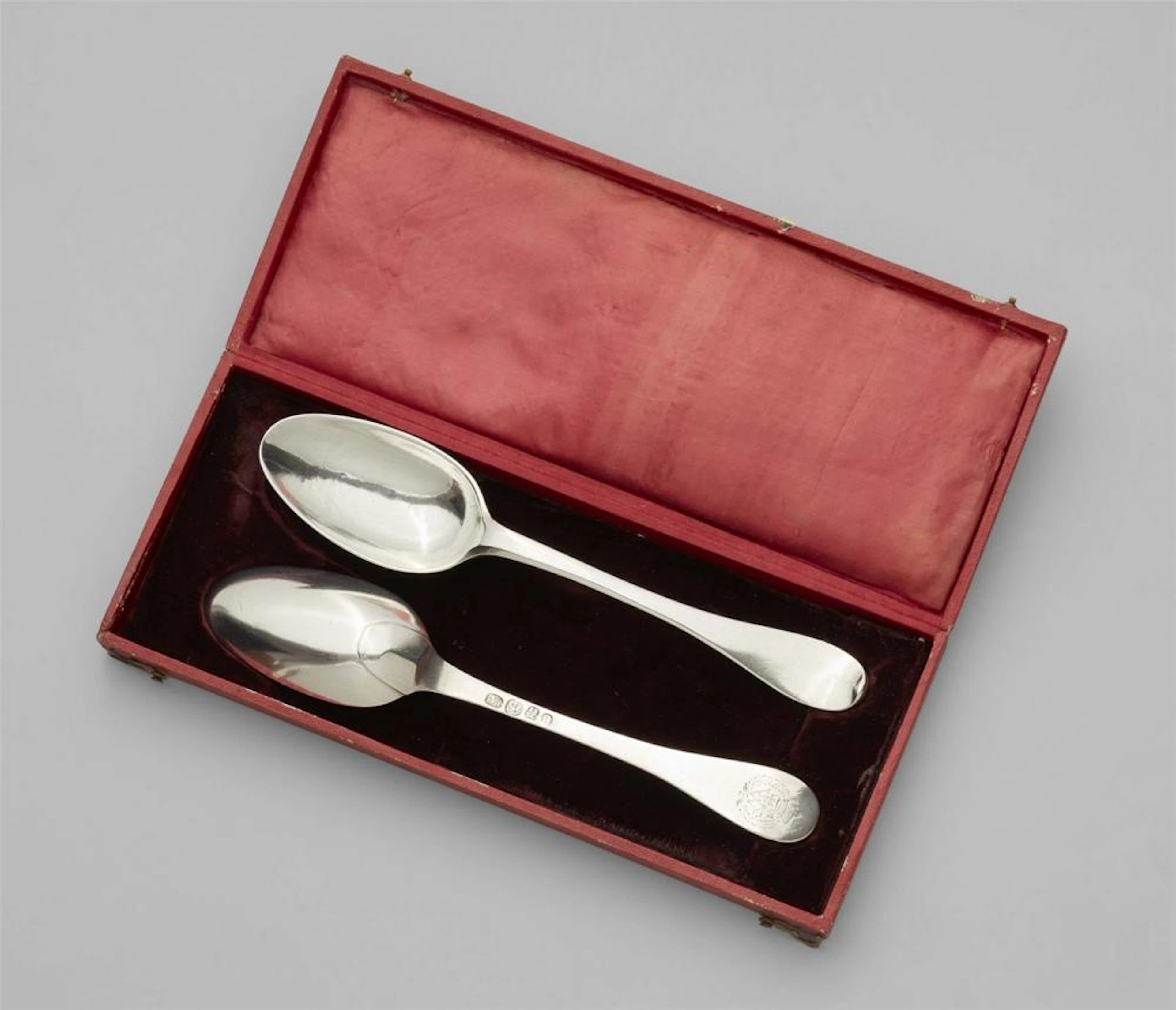 Two silver spoons from the dinner silver of Friedrich Wilhelm II