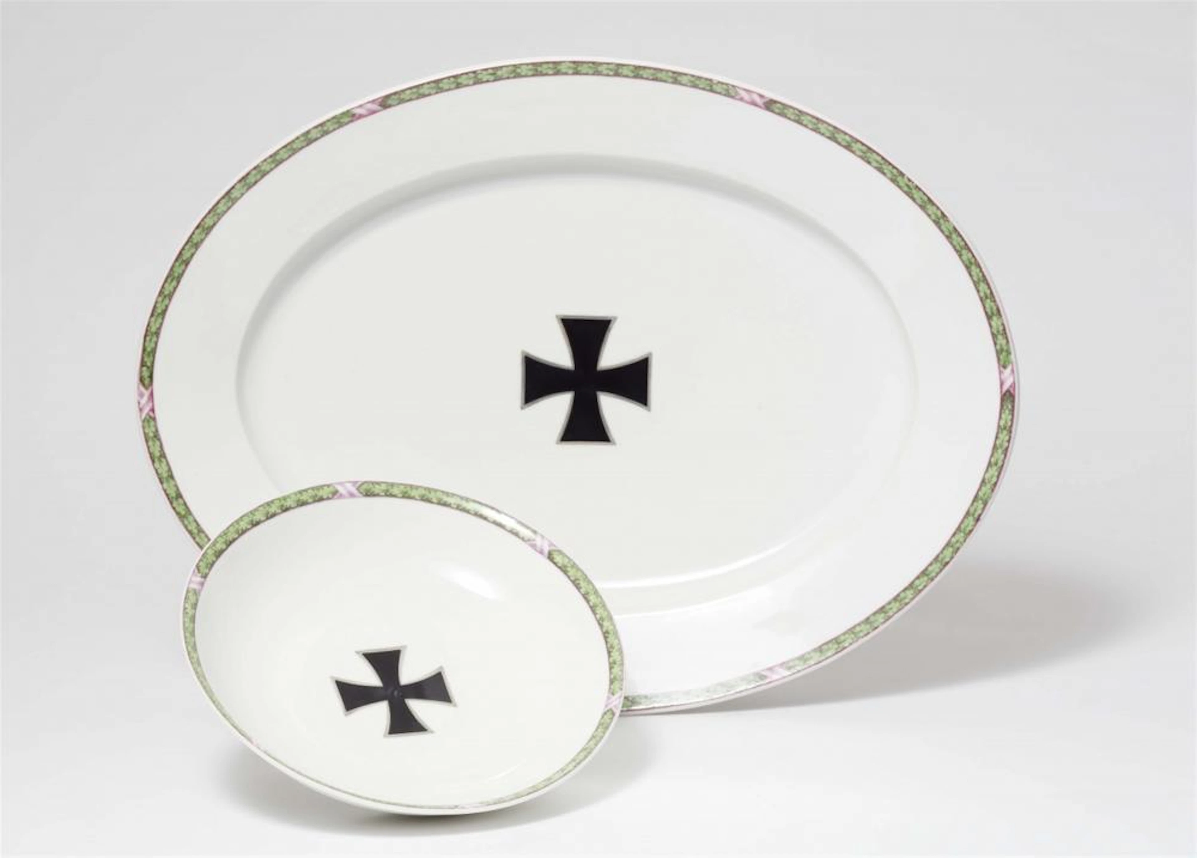 Two KPM porcelain dishes from a dinner service with the Iron Cross