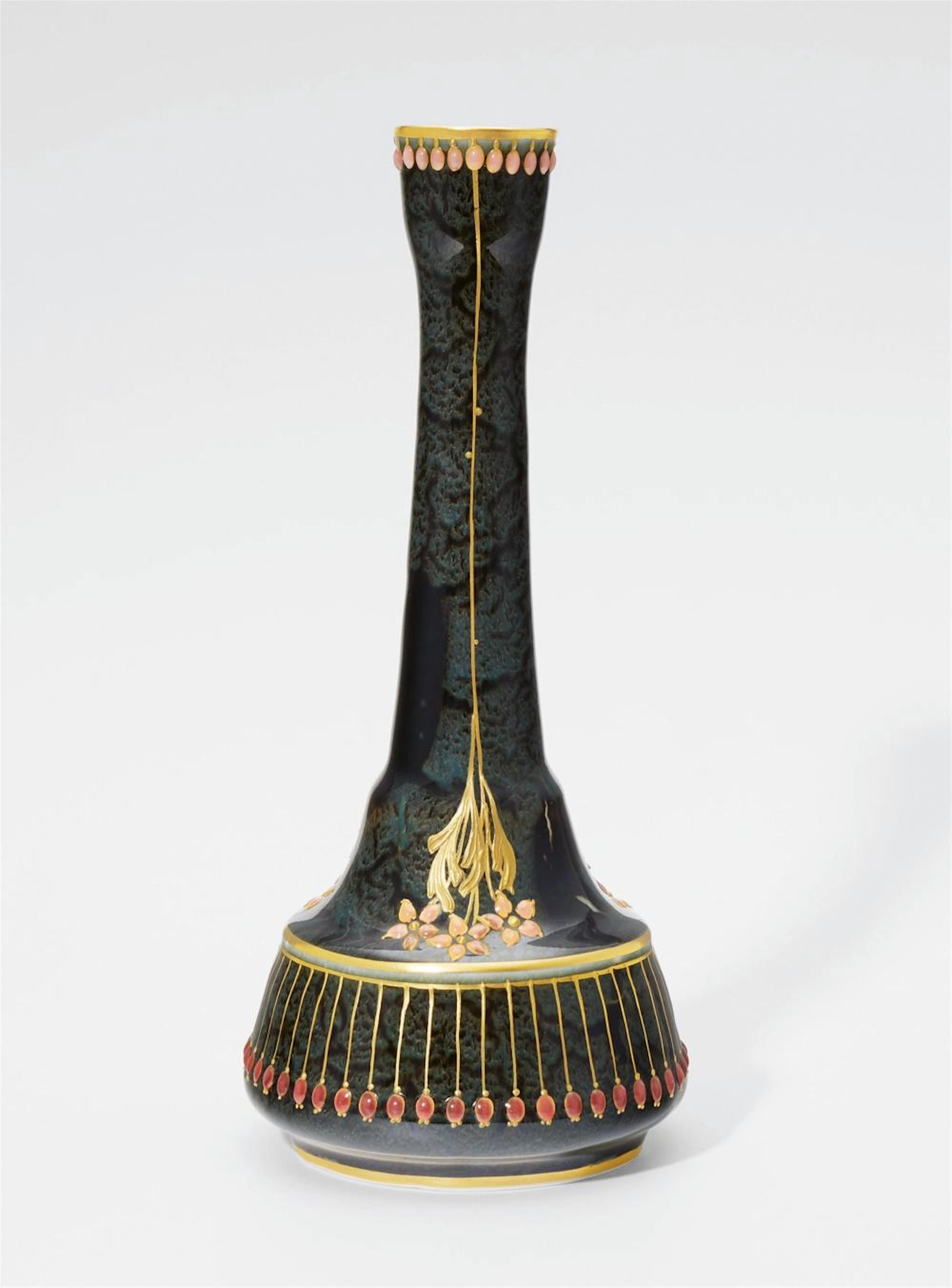 A Berlin KPM porcelain vase with floral relief decoration