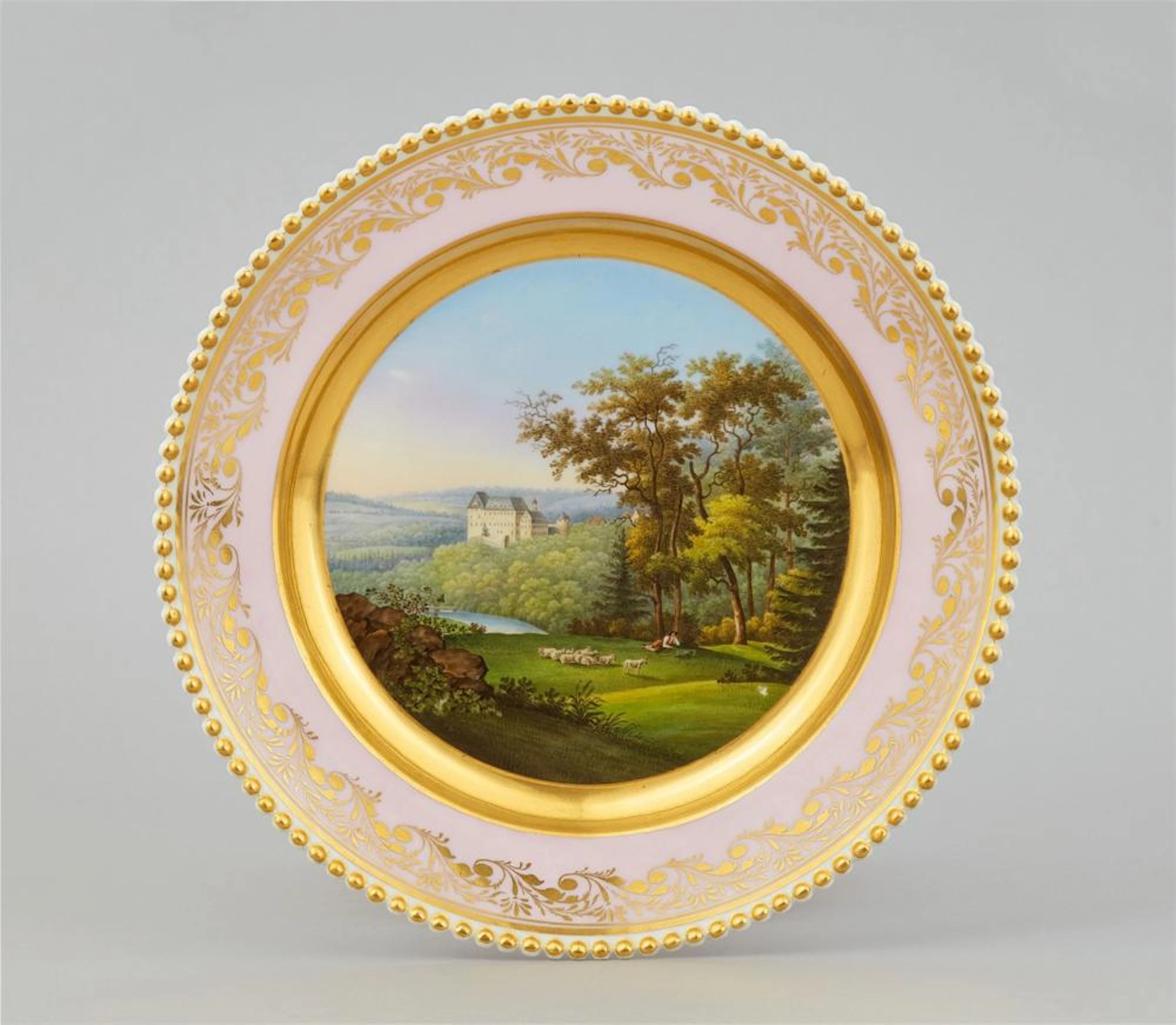 A Berlin KPM porcelain plate with a view of "Burgk an der Saale"