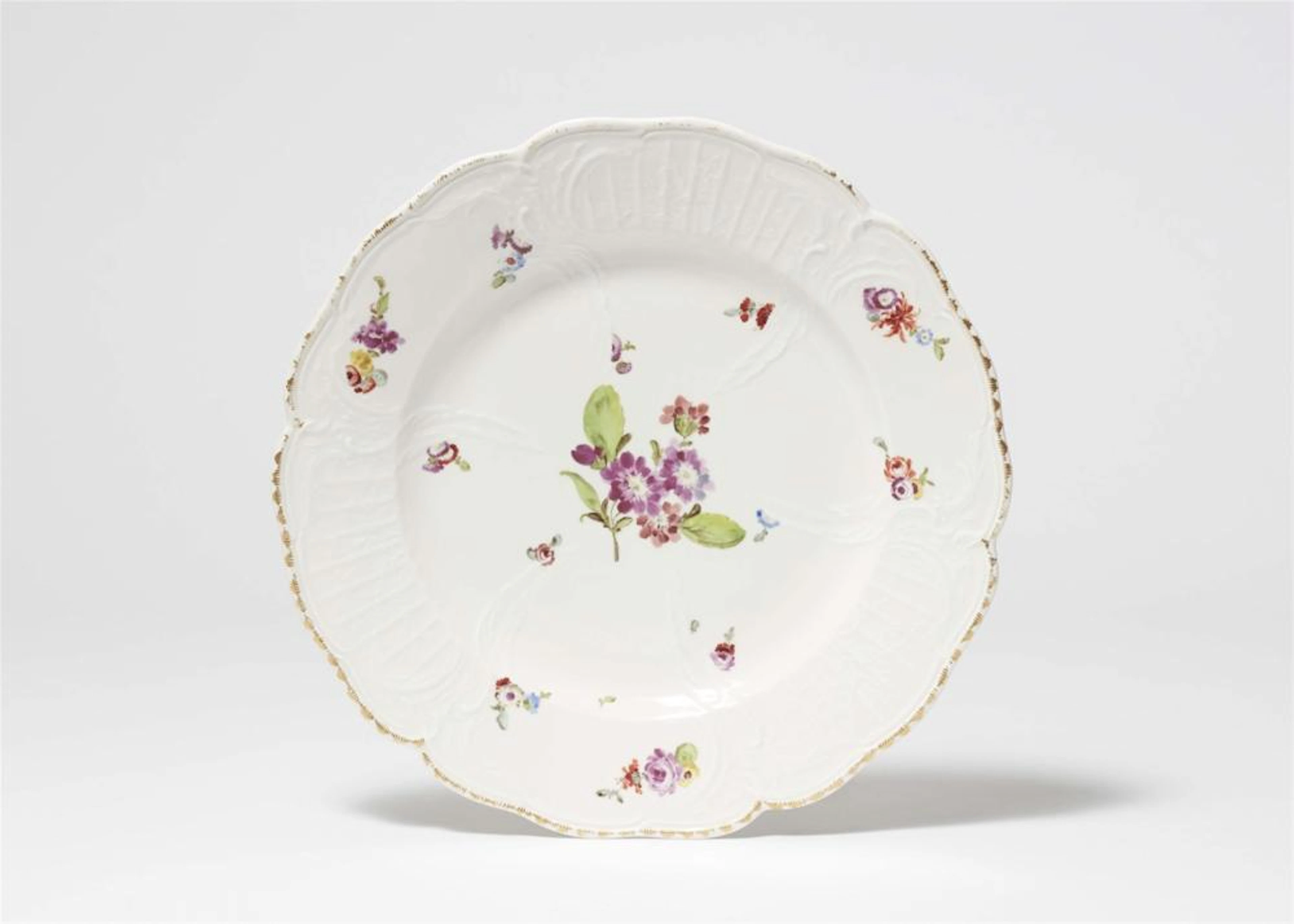 A Berlin KPM porcelain dinner plate from the service for General de la Motte Fouqué